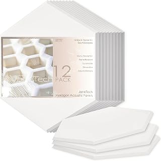 12 Pack Hexagon Acoustic Panels, 14"×12"×0.4" White Sound Proof Foam Panels for Wall, High-Density Sound Absorbing Panels for Recording Studio, Office&Home, No Self-Adhesive