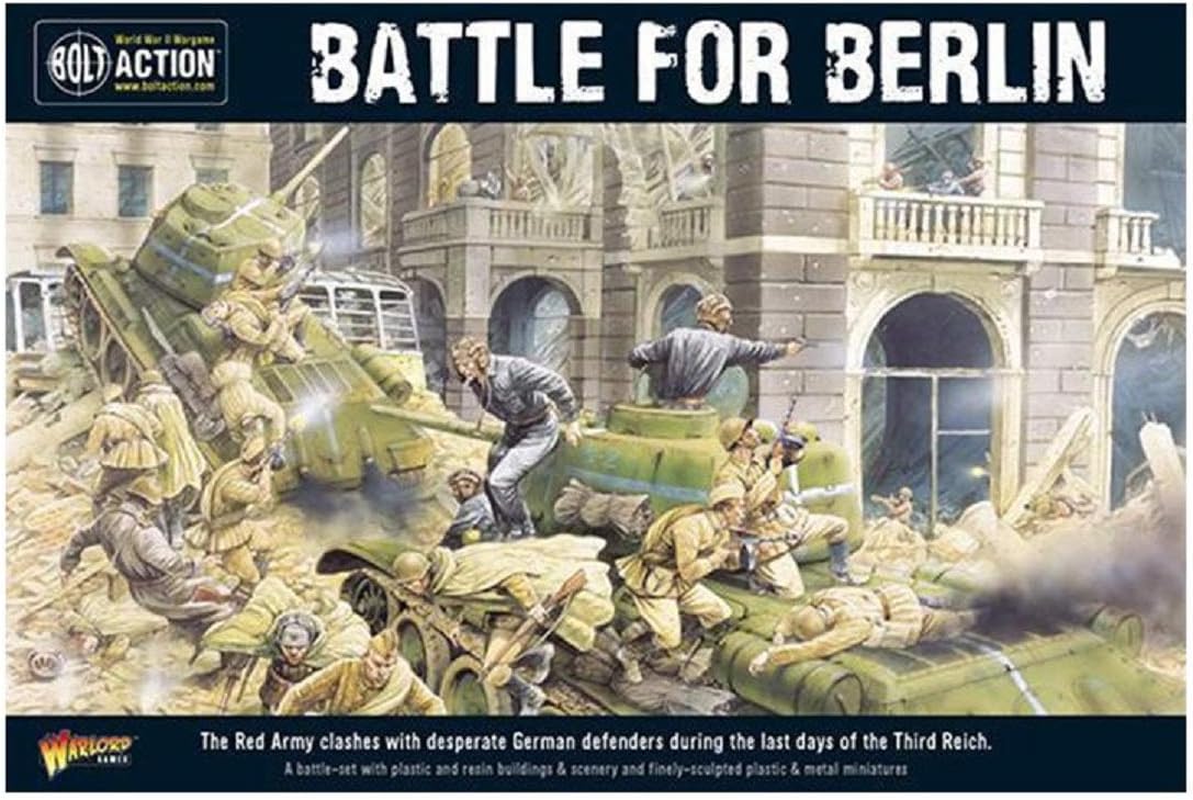Warlord Bolt Action Battle for Berlin Battle Set 1:56 Tabletop Miniatures - Plastic Paintable Miniature WWII Soldiers Set, Unpainted Table Top 28mm Military Minifigures for Adults - Gaming Figurines