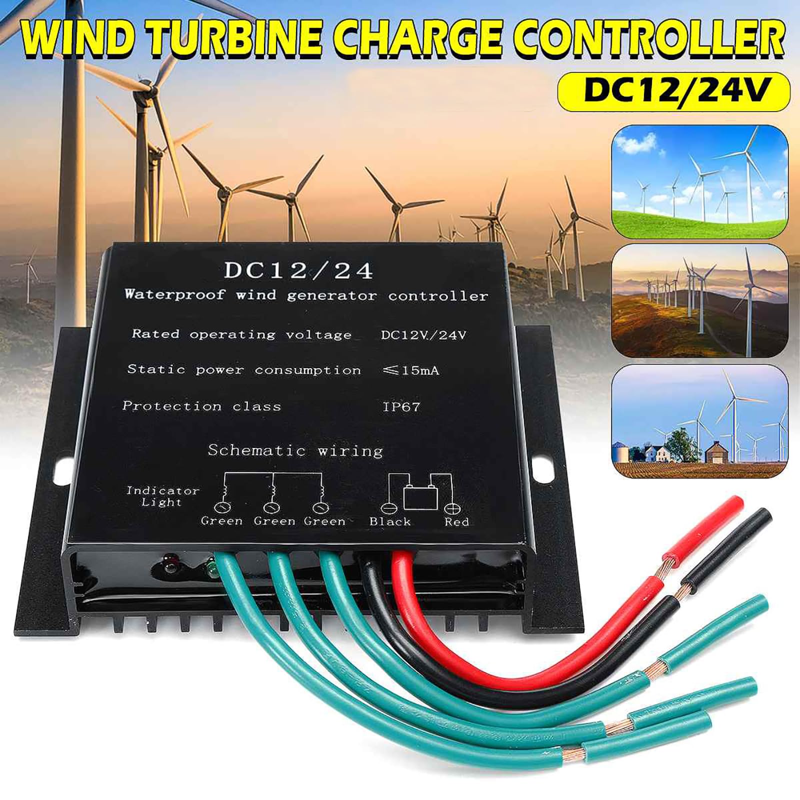 Controlador De Carga De Viento De Manera Eficiente, 8000W Auto 12/24V O 48V MPPT IP68 MPPT Regulador De Generador De Viento De Control De Viento para Sistemas De Energía Eólica