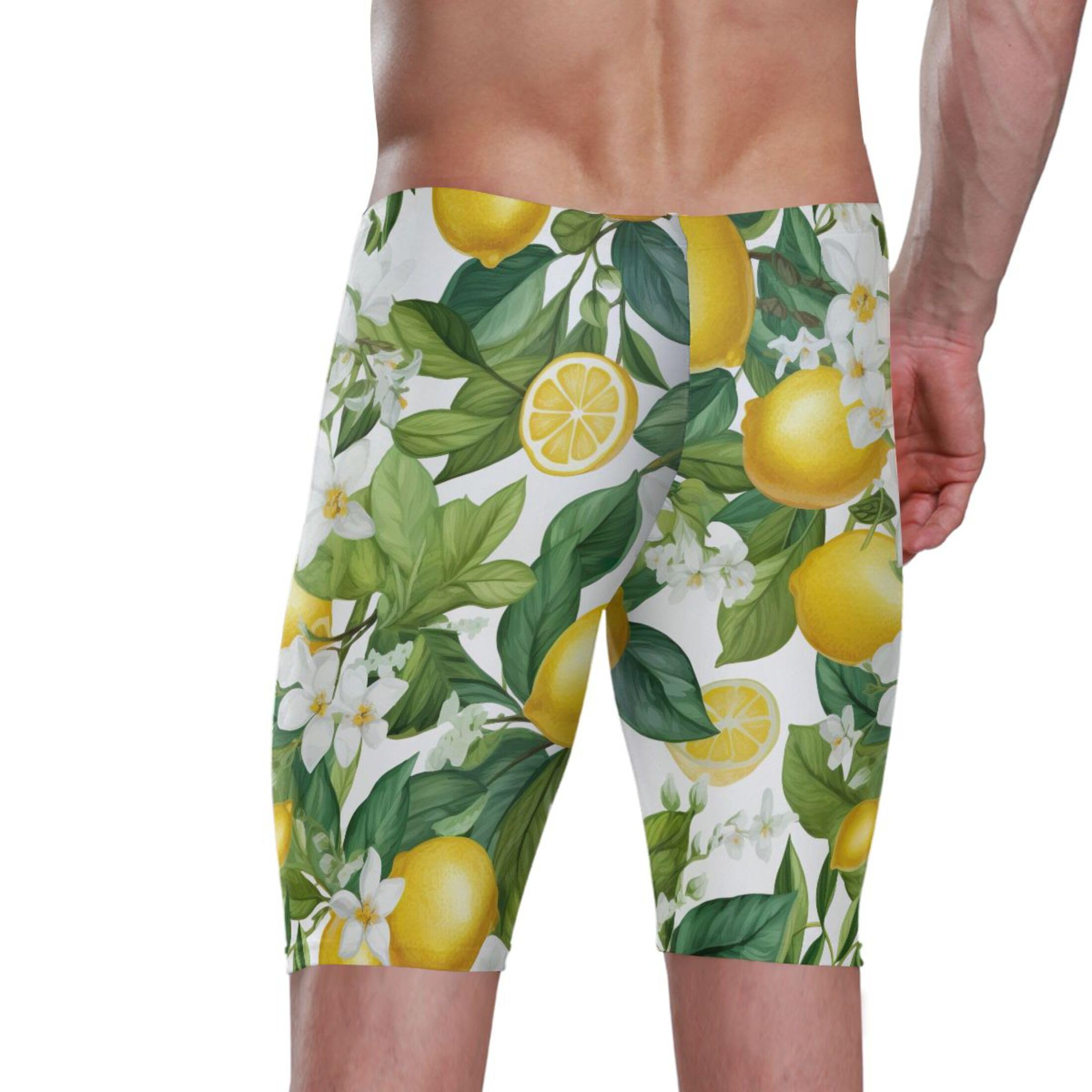 UMIRIKO Lemon Flowers Men's Swimsuit Swim Jammers L B0401731