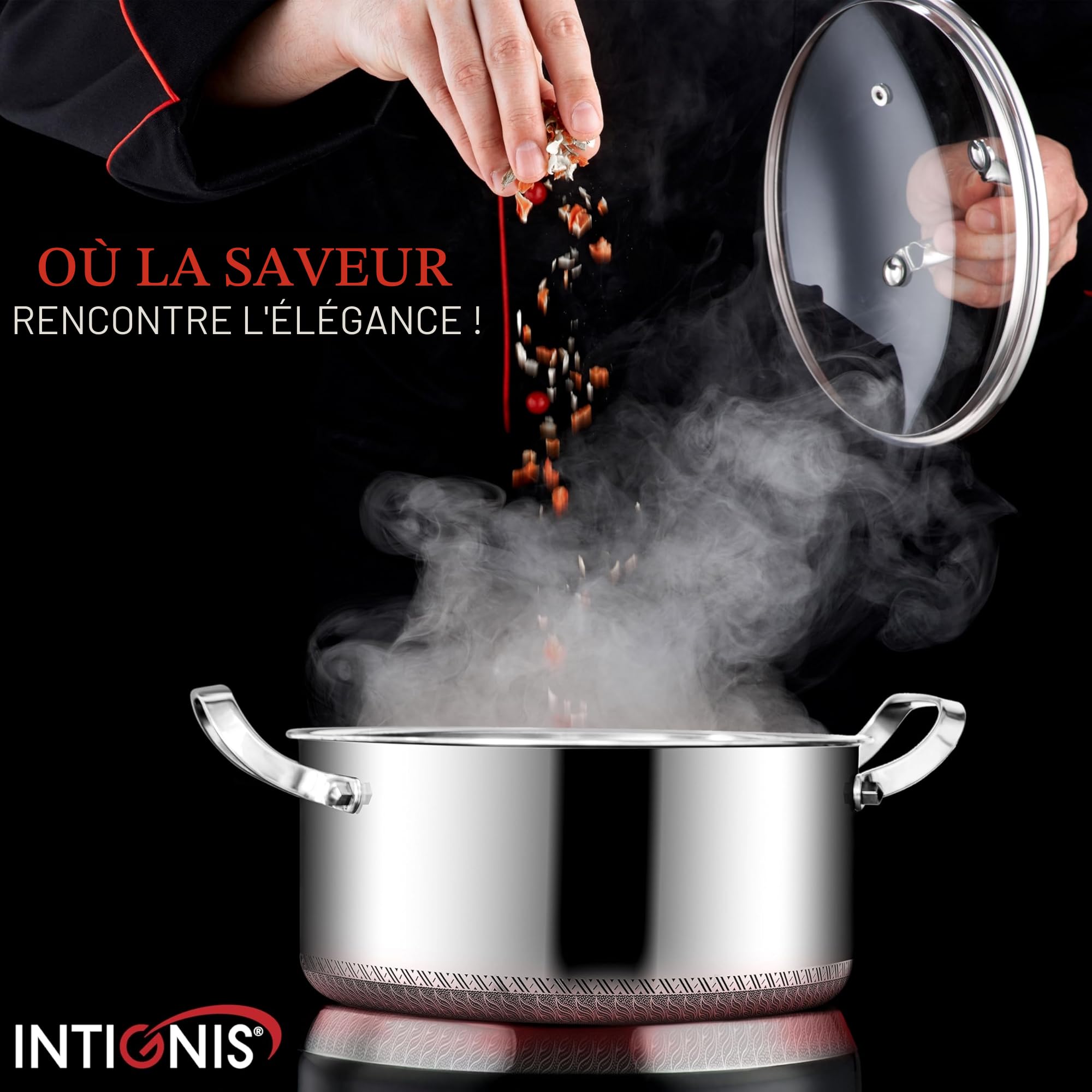 Casserole Inox Induction 24 cm 5 L Avec Couvercle En Verre – Faitout En Acier Inoxydable Antiadhésif Anti-Rayures Sans PFOA Compatible Tous Feux Et Four