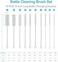 Vista 4 de Cepillo de paja mejorado de 10 pulgadas de largo, cepillos de limpieza de botellas, juego de cepillos de limpieza de tubos, kit de limpieza