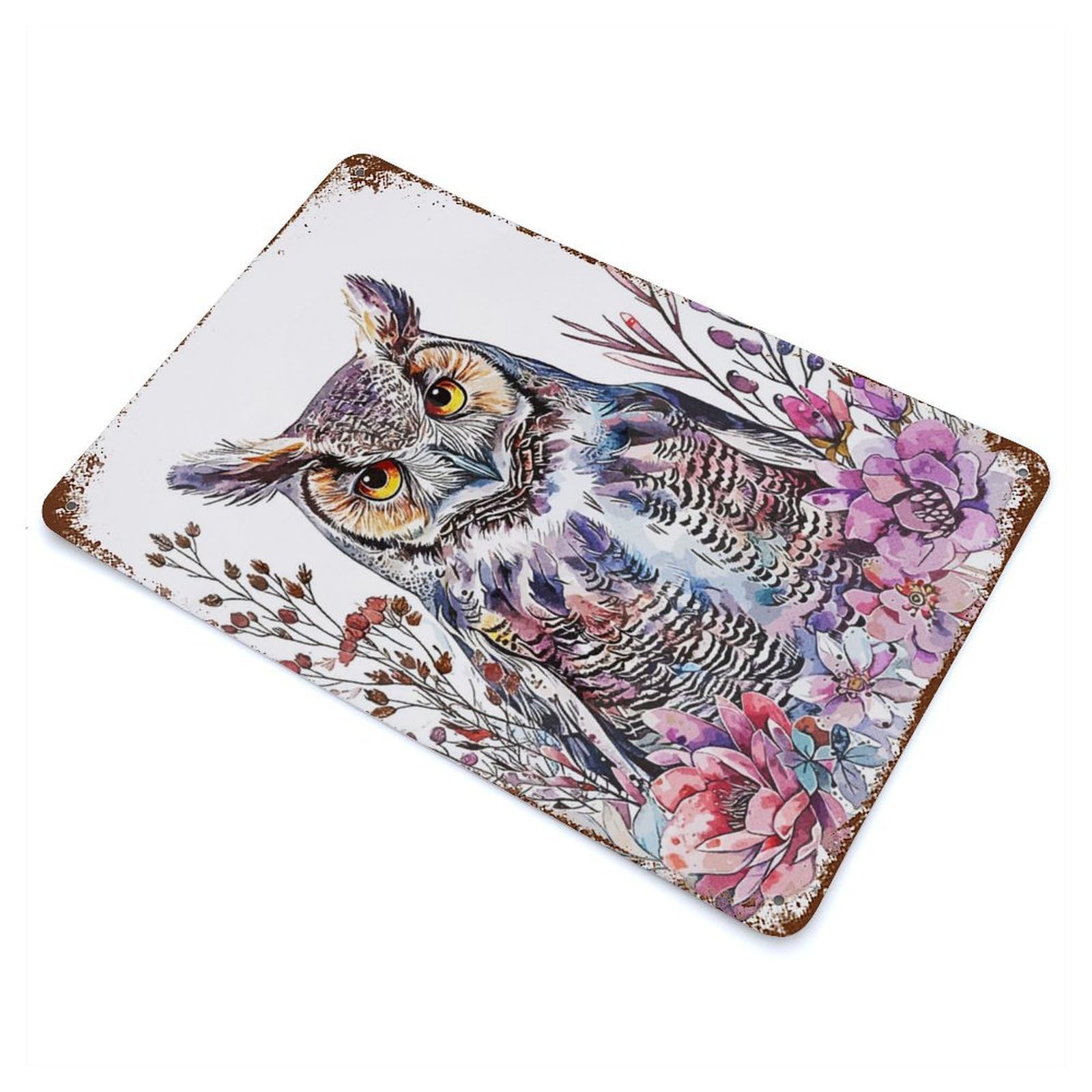Owl Nature Decorative Tin Sign 11.8"x7.9", for Farmhouse, Kitchen And Entryway Decor, Shabby Chic Decor