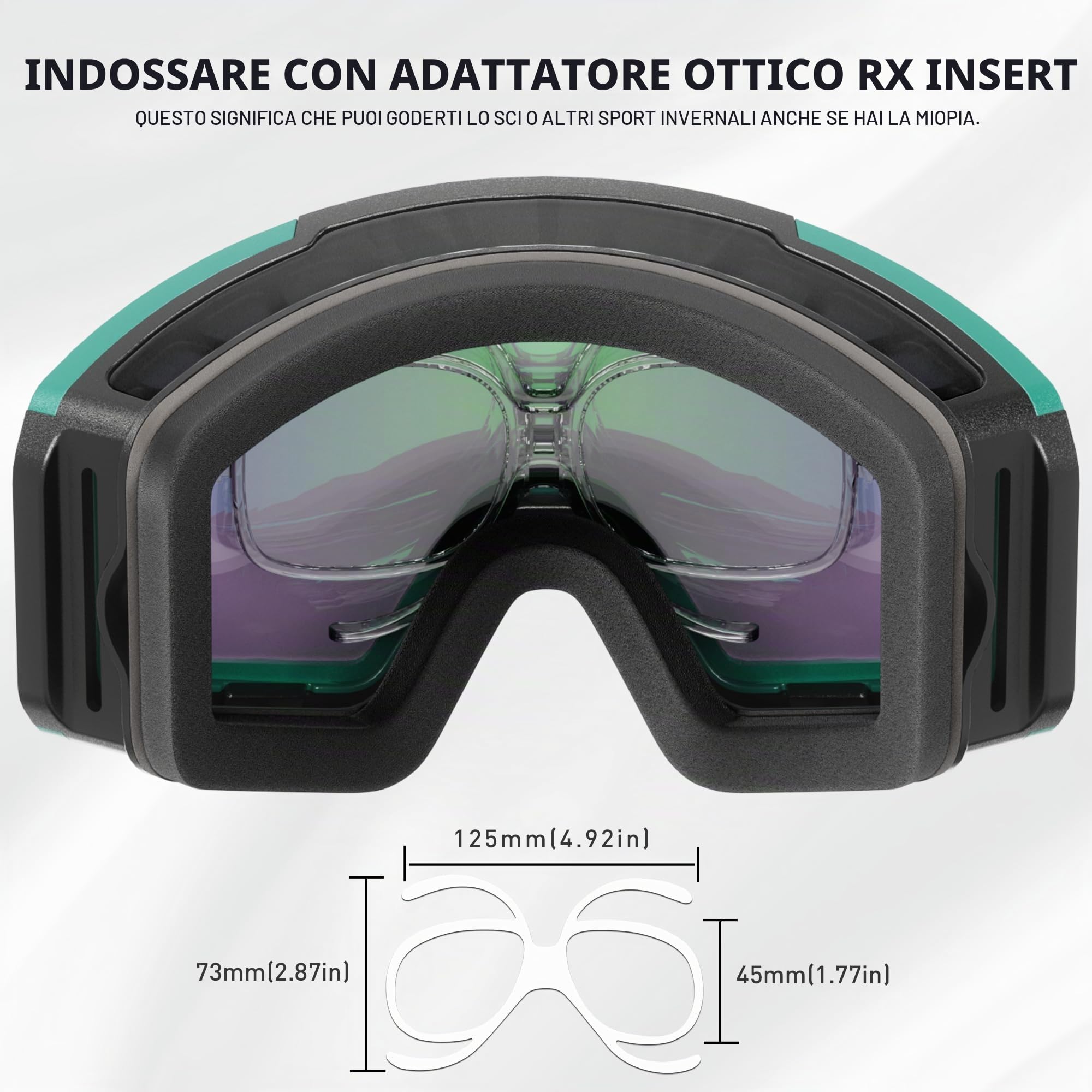 KAPVOE Maschera da Sci Fotocromatica con Lenti Magnetiche, Antifog, Protezione UV400, per Uomo, Donna e Giovani