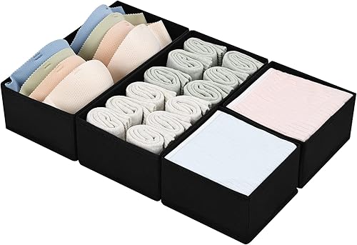 Miniatura 27 de DIMJ Organizadores de Cajones - Juego de 4 Organizadores de Armario de Tela y Almacenamiento, Divisores de Cajones para Ropa de Bebé, Calcetines