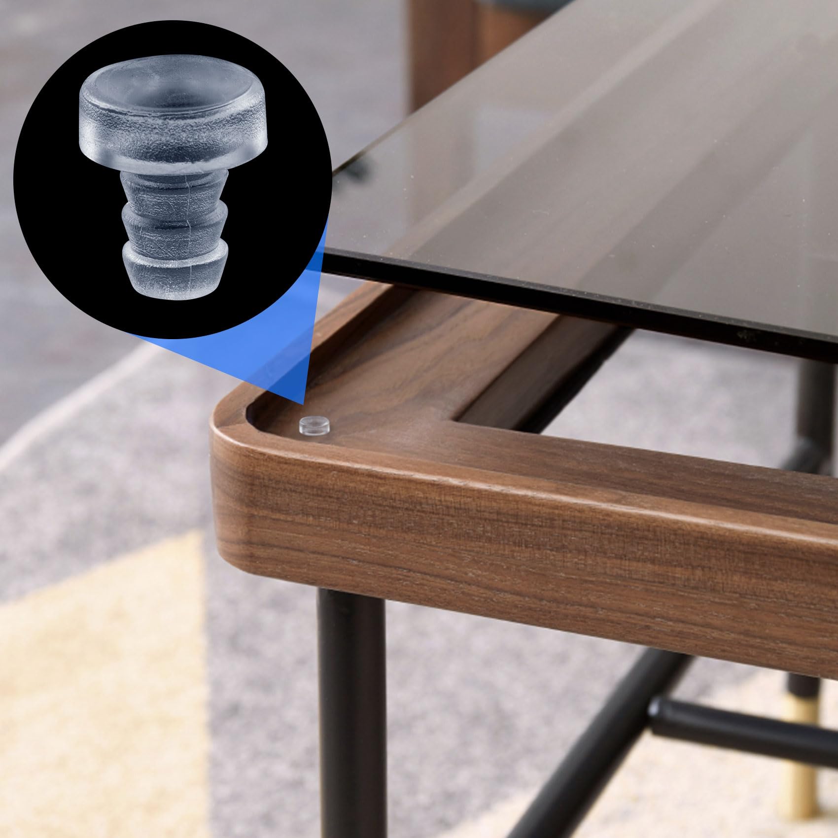 50 PCS 5mm Glass Table Bumpers With Stem - Clear Rubber Spacers For Furniture Protection