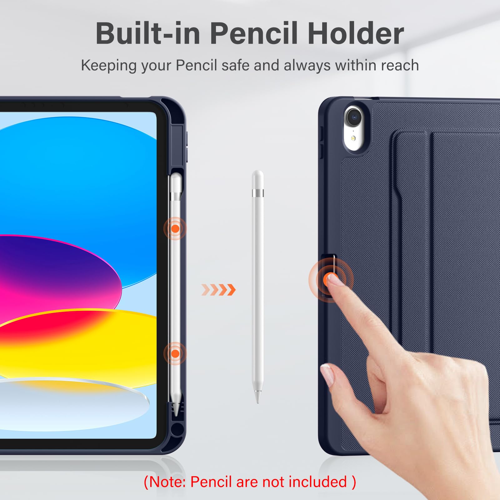 Akkerds Funda para iPad (A16) de 11ª generación de 11 pulgadas 2025, para iPad de 10.9 pulgadas 2022 con soporte para lápices, cubierta de soporte de múltiples ángulos, parte trasera de TPU a prueba