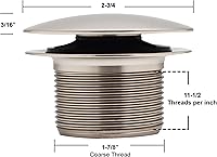 Vista 2 de Westbrass D398R-26 1-1/2" NPSM Coarse Thread Mushroom Tip-Toe Bathtub Drain Stopper, Polished Chrome Cromo pulido