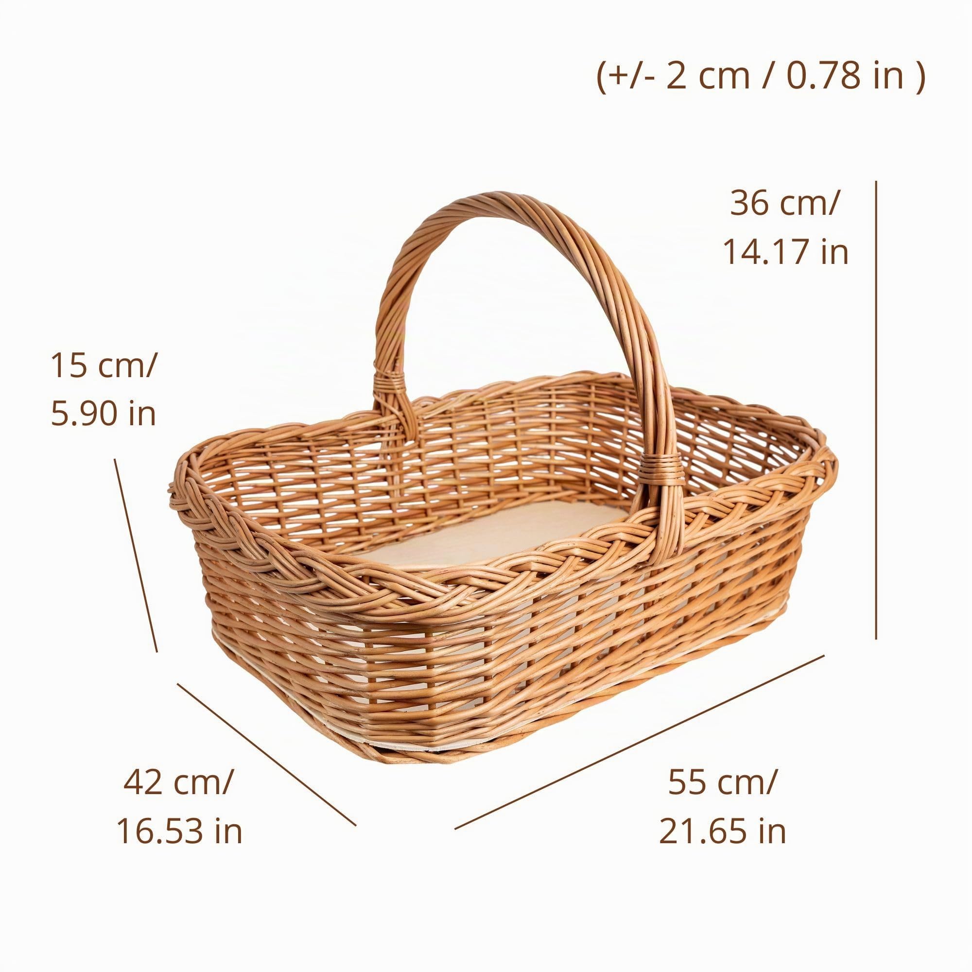 Creative Home Weidentablett Korbtablett mit Henkel | 55x42 cm (+/-2cm)