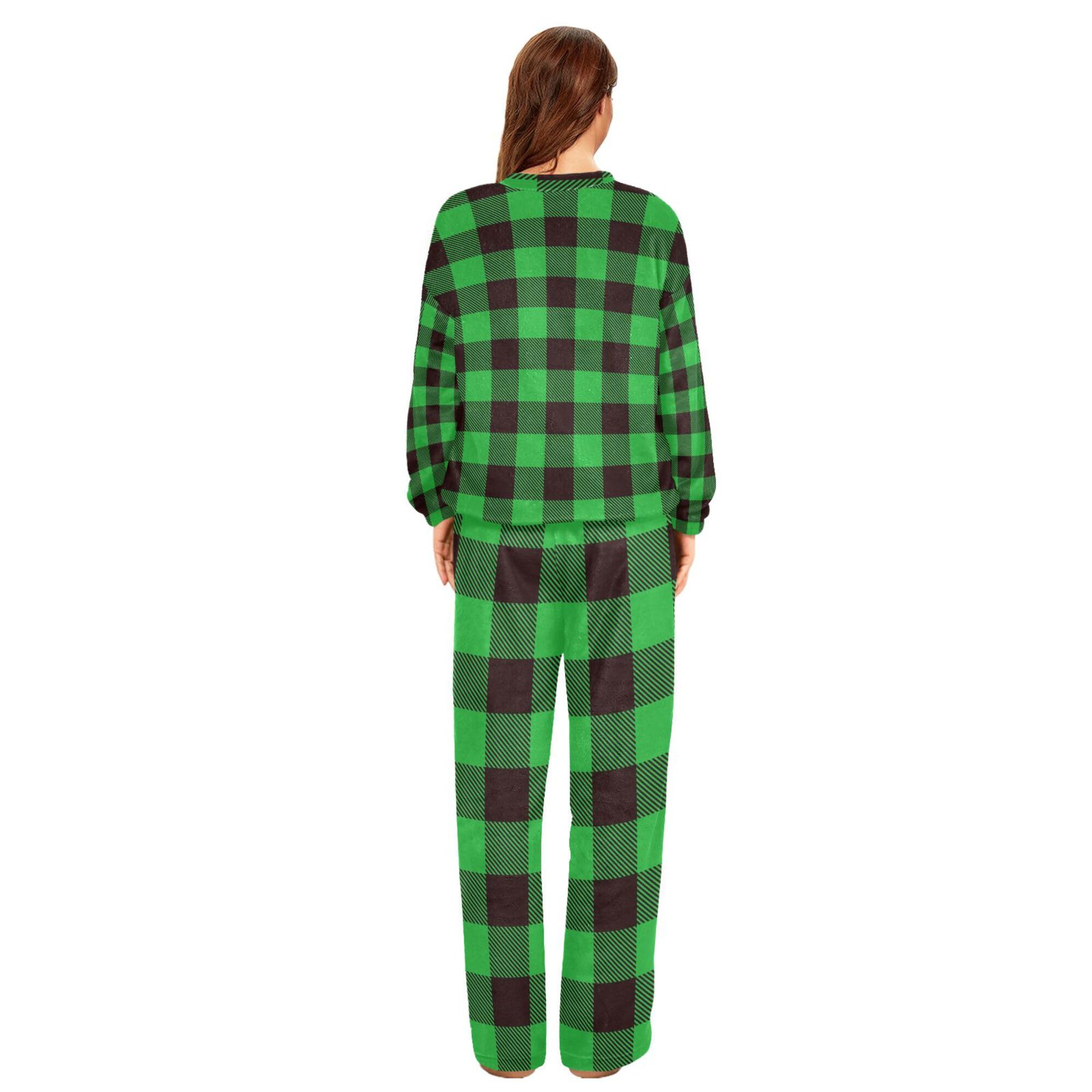Pigiama da donna in pile, confezione da 2, carino e sfocato, a maniche lunghe, girocollo, abbigliamento da notte unico casual da donna, taglia S