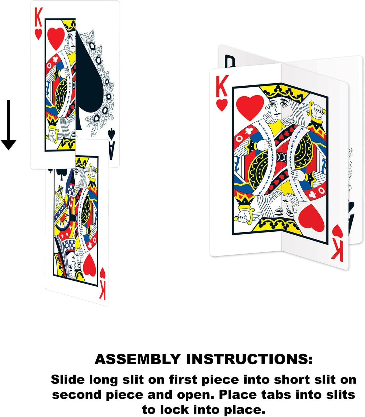 Beistle 4-Pack 3-D Playing Card Centerpieces, Table Decorations for Casino Themed Parties & Gatherings, Game Night Decorations with Poker Cards, 12”