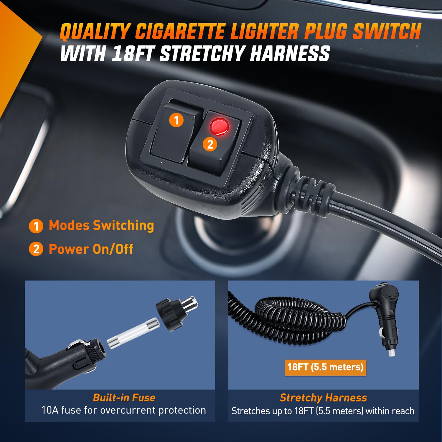 Nilight LED Lichtleiste 4 Zoll 48W, quadratisches tragbares Flutlicht mit Zigarettenanzünder, Kabelsatz & Magnetfuß, 16 LEDs, Arbeits- & Nebelscheinwerfer für LKW, Traktor, Golfcart, UTV