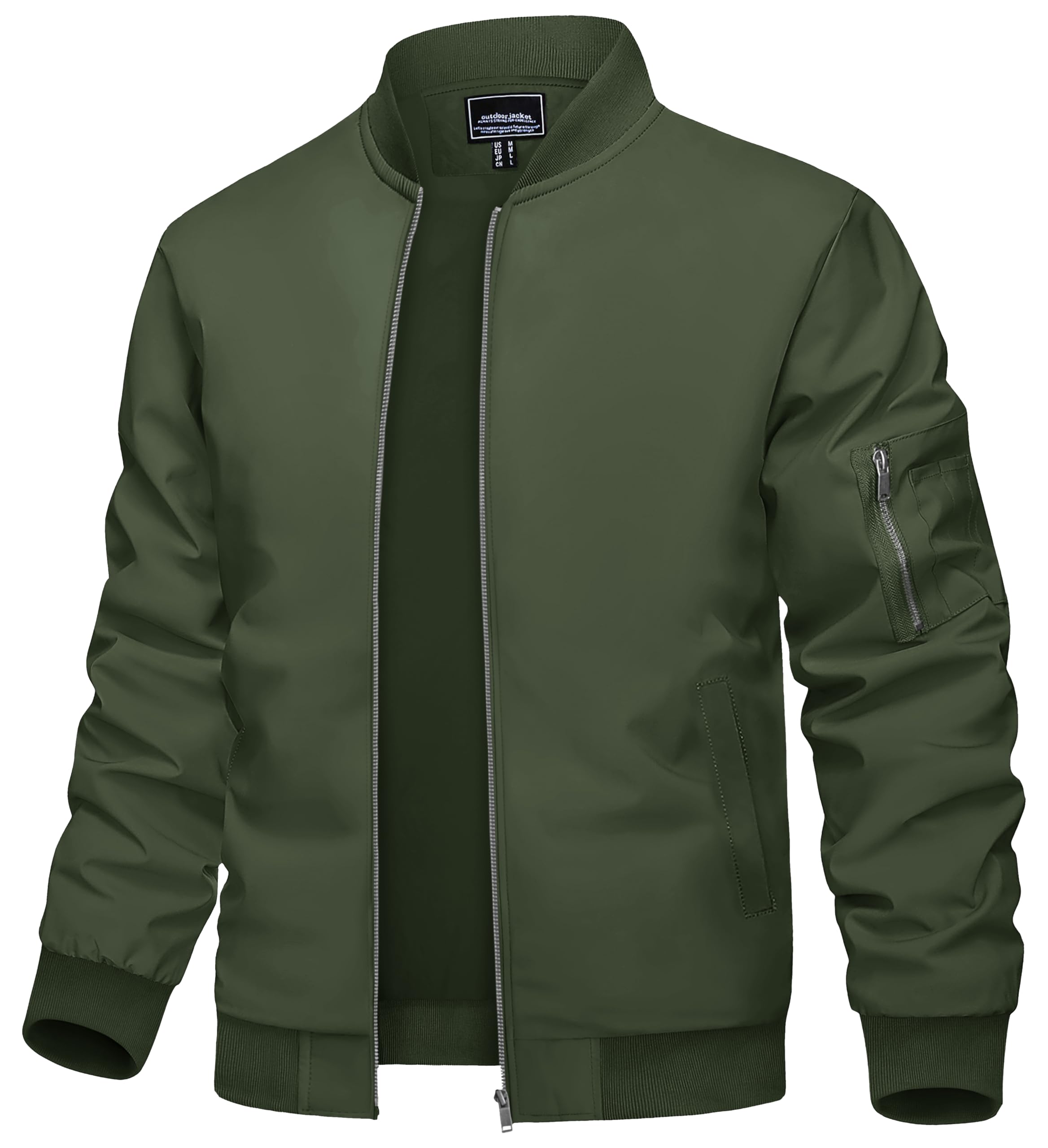 TACVASENMen's Bomber Jacket Lightweight Casual Spring Fall Windbreaker Zip Up Coat with Pocket