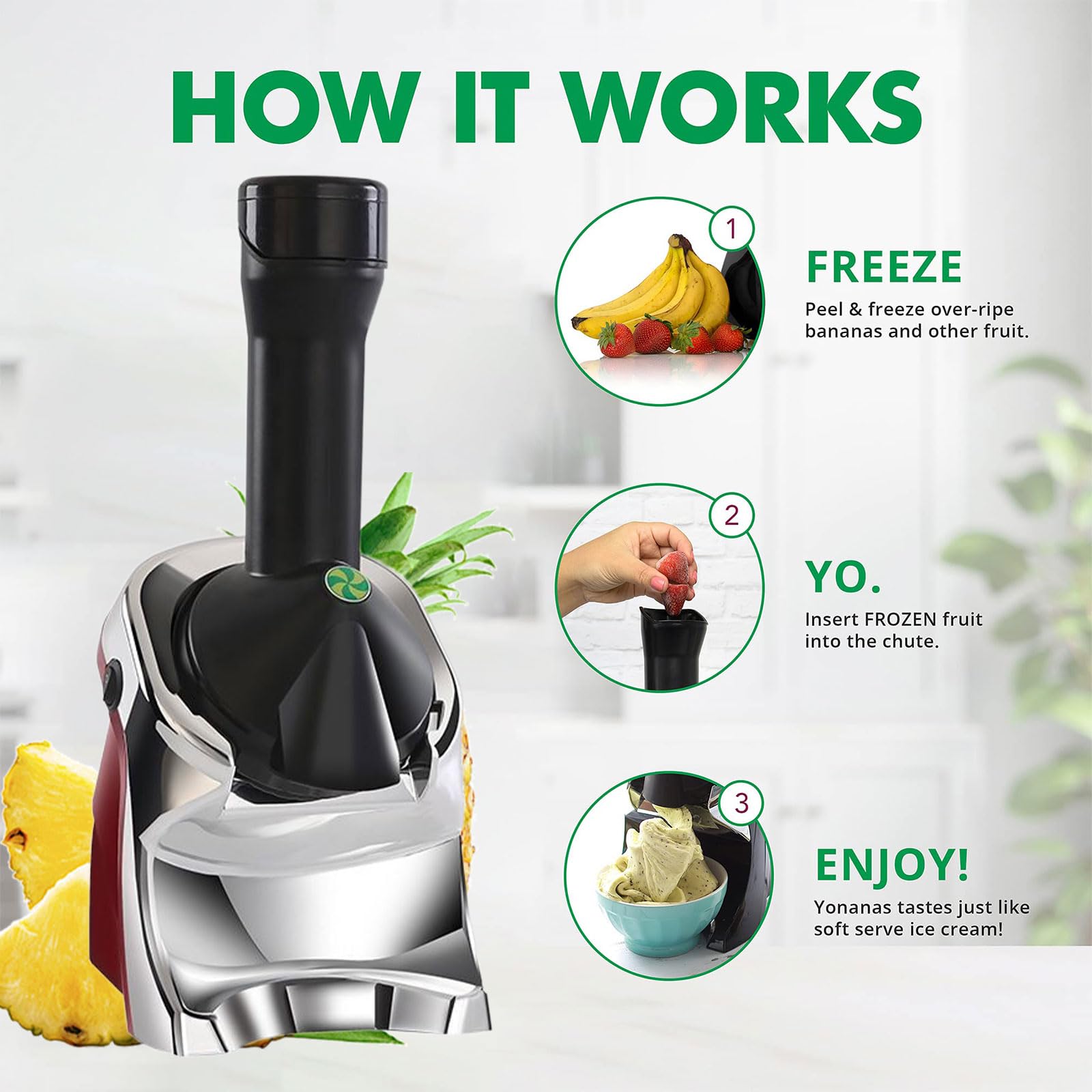 Fabricador De Postres Congelados, Máquina De Helados, Máquina Automática De Helado De Fruta De 200 W, Helado Suave No Lácteo