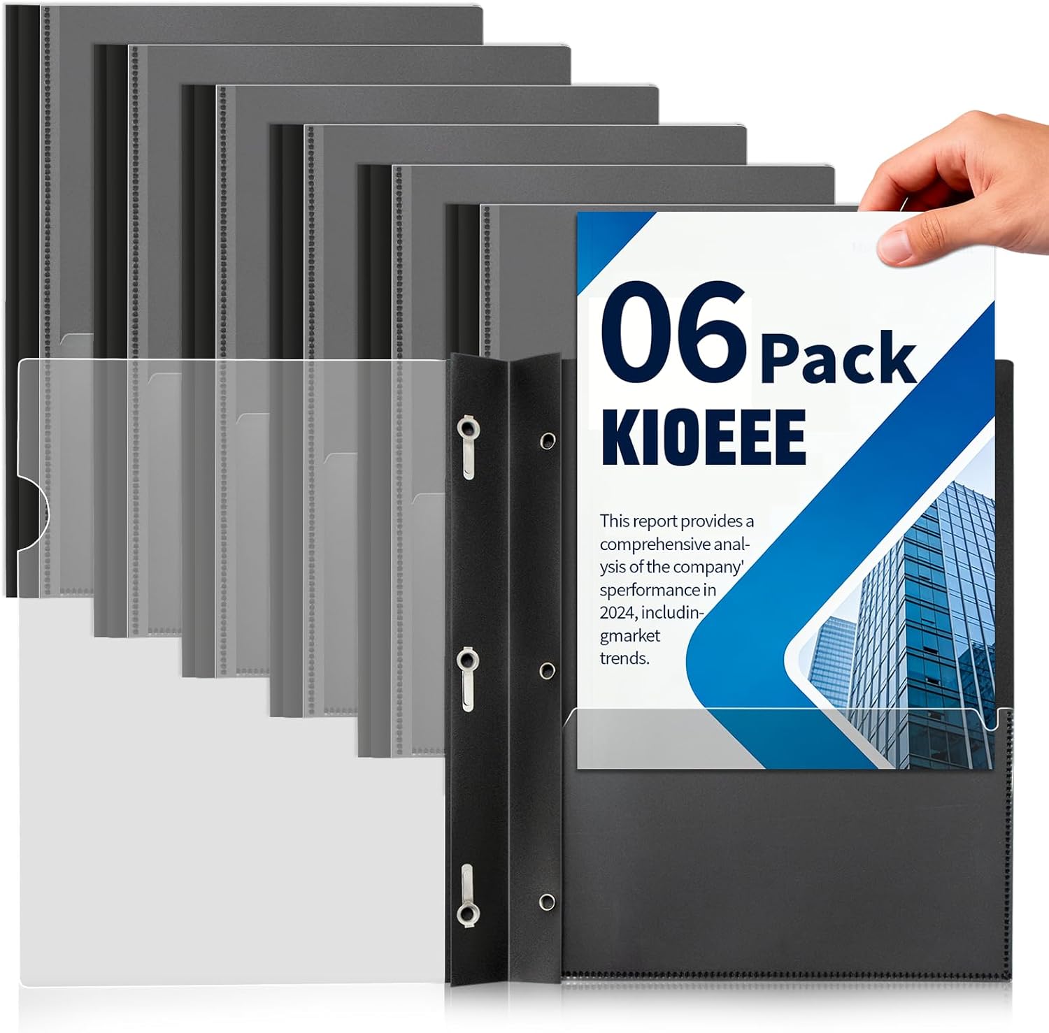 Plastic Clear Front Report Covers with 3 Prongs Portfolio Folder for 8.5x11 Letter Size Paper, Presentation Document Report Cover for School Office Business (30 Pack)