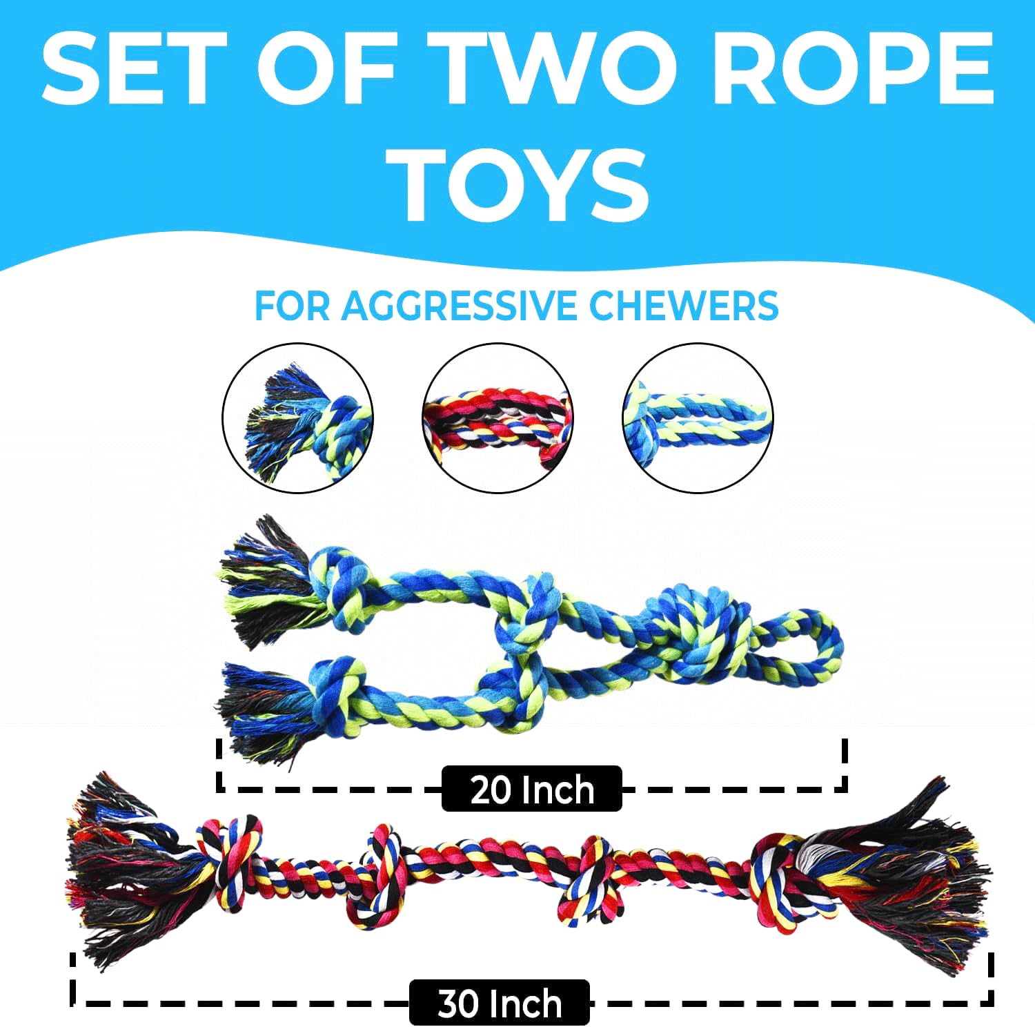 Speedy Panther 2 Pack Dog Rope Toys for Large Medium Dogs Durable Chew Toys for Aggressive Chewers Safe & Non-Toxic Tough Rope Tug Toy for Teeth Cleaning - Image 2