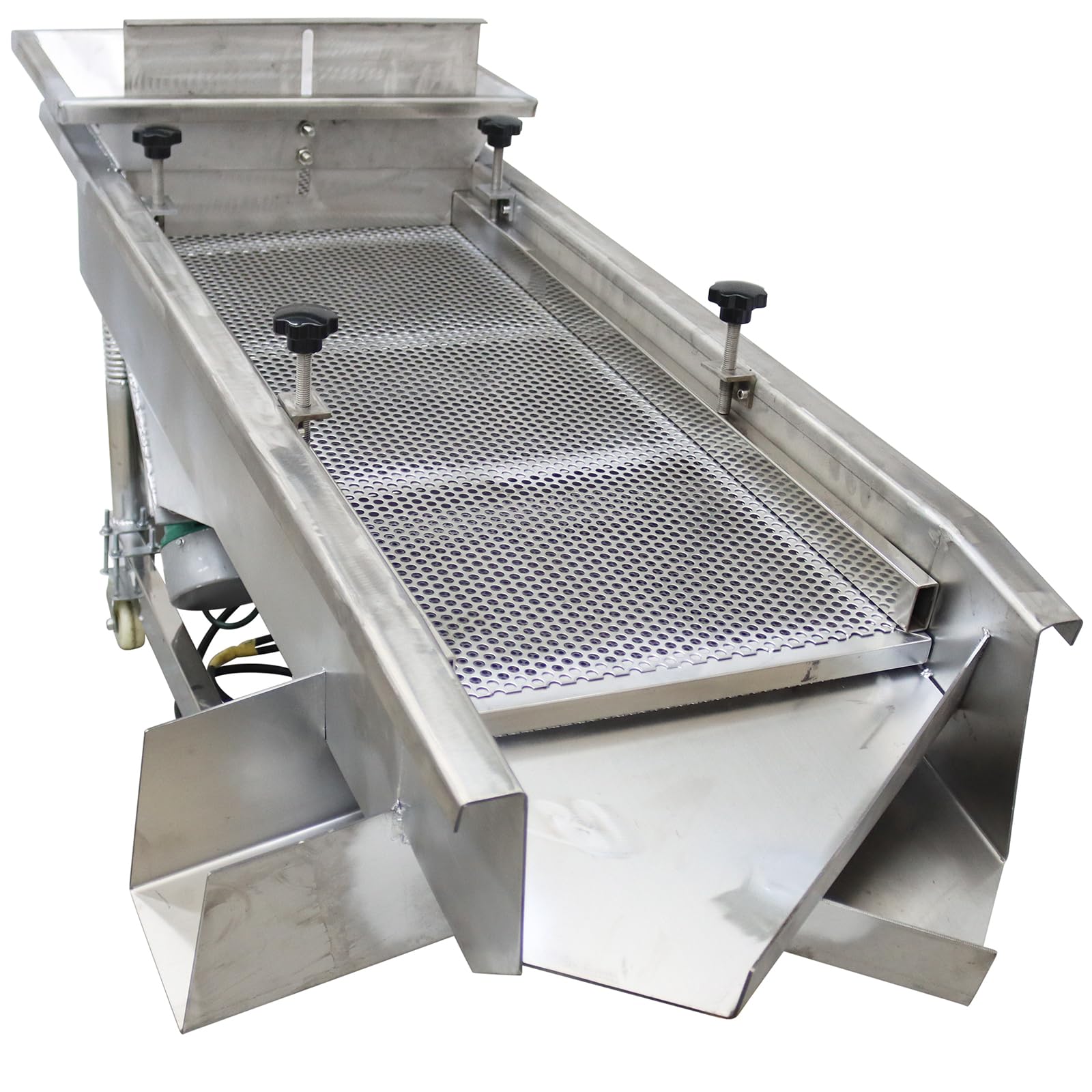 WYDDDARY Linear Vibrating Sieve Electric Screen Shaker Stainless Steel Medium Linear Sifter Machine Double Layers Double Motors 220V 8mm Upper 4mm Lower Round Hole Mesh(JG50-150)