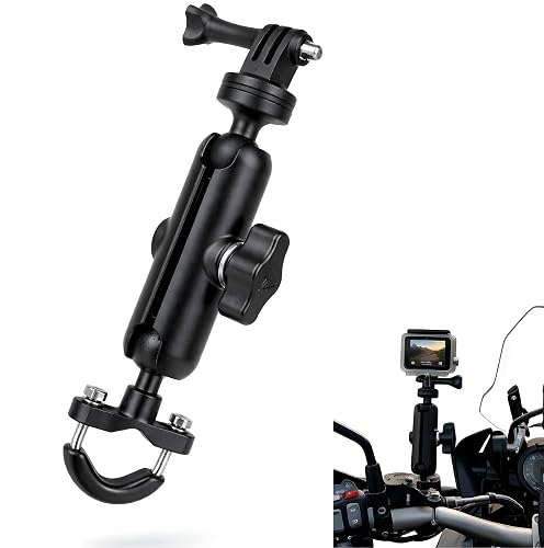 VIHOMI 2025 Updated Action Camera Handlebar Mount | Metal Alloy Bike Camera Holder with Dual 360° Rotation | 1/4 Inch Metal Screw Mount Compatible with GoPro, Insta360 & DJI Action Cameras