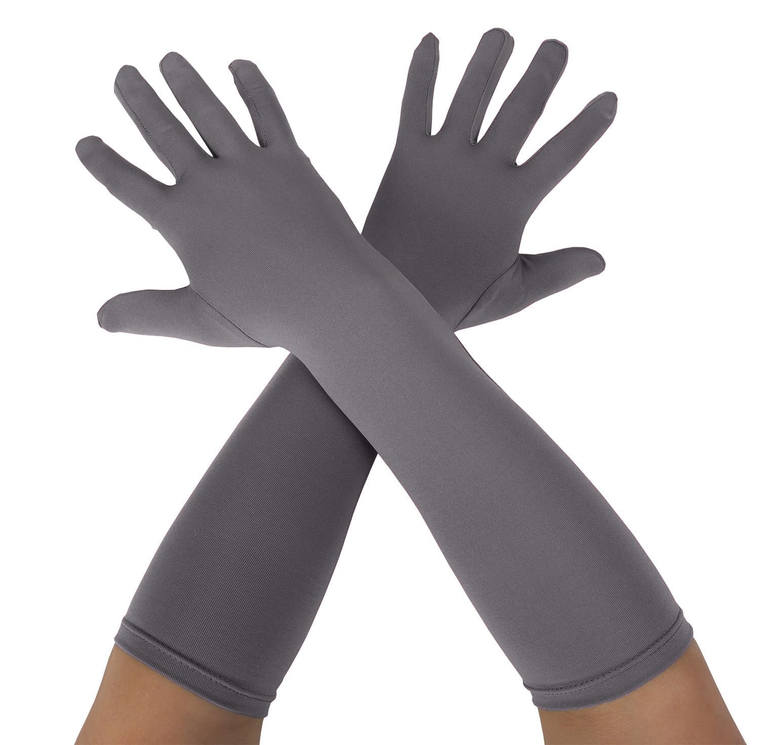 Gaoin Unisex 15β Long Elbow Spandex Costume Party Gloves, Grey