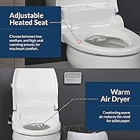 Vista 7 de Bio Bidet BB1000 Asiento de bidé de agua caliente, secador de aire, asiento calefactable con tapa de cierre lento, control remoto, redondo