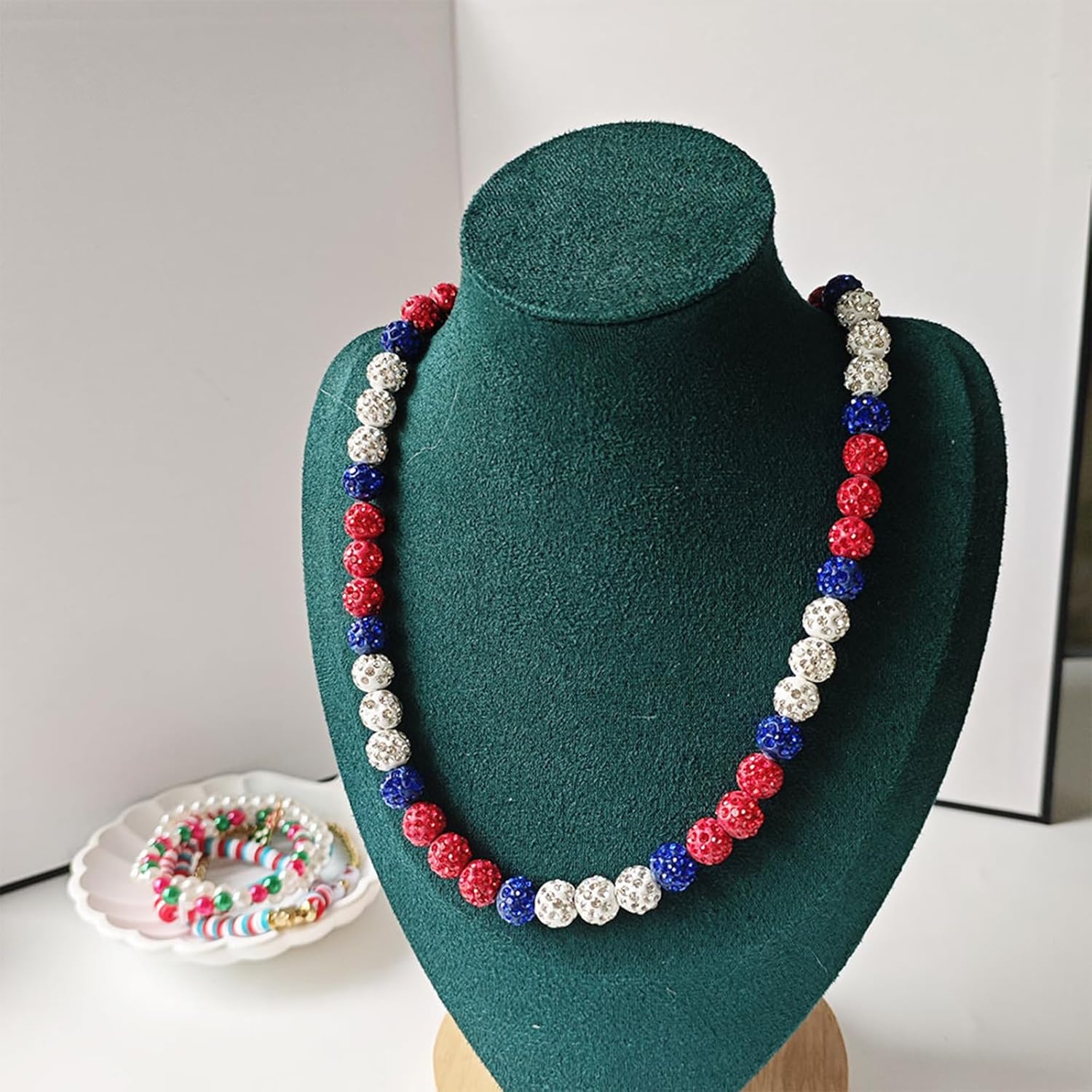 Baseball Beaded Necklace for Men Ice Collection Baseball Necklace Bling Rhinestone Beaded Necklace Discoball Baseball Dirp Accessories Jewelry Gifts for Women Baseball Team Lovers - Image 4