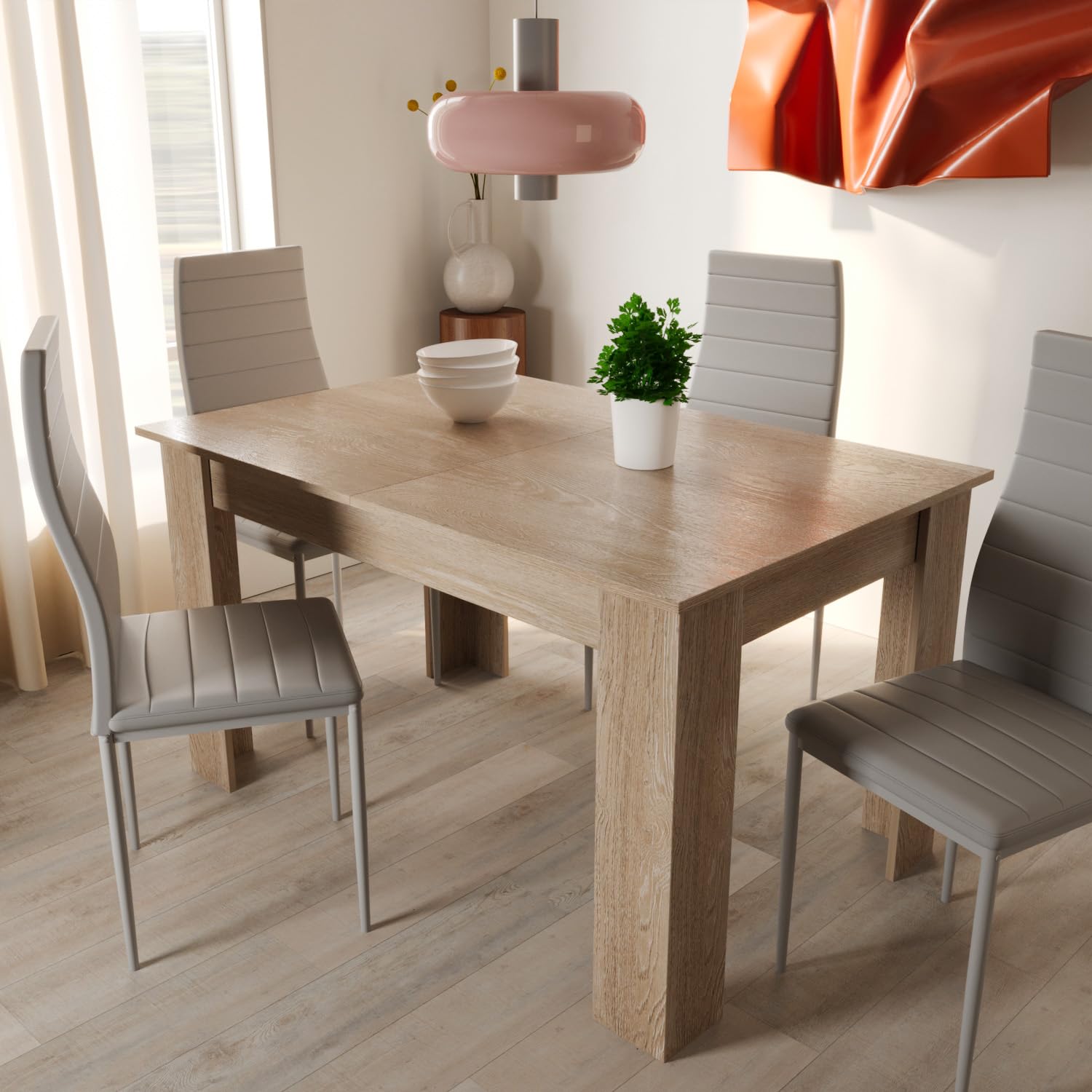 Bricozone Tavolo Da Pranzo Allungabile Elegante E Funzionale Estensibile Da 140 A 190 Cm Fino A 6 Persone Struttura Robusta Melaminico Guide Scorrevoli In Metallo Perfetto Per Cucina Soggiorno Rovere
