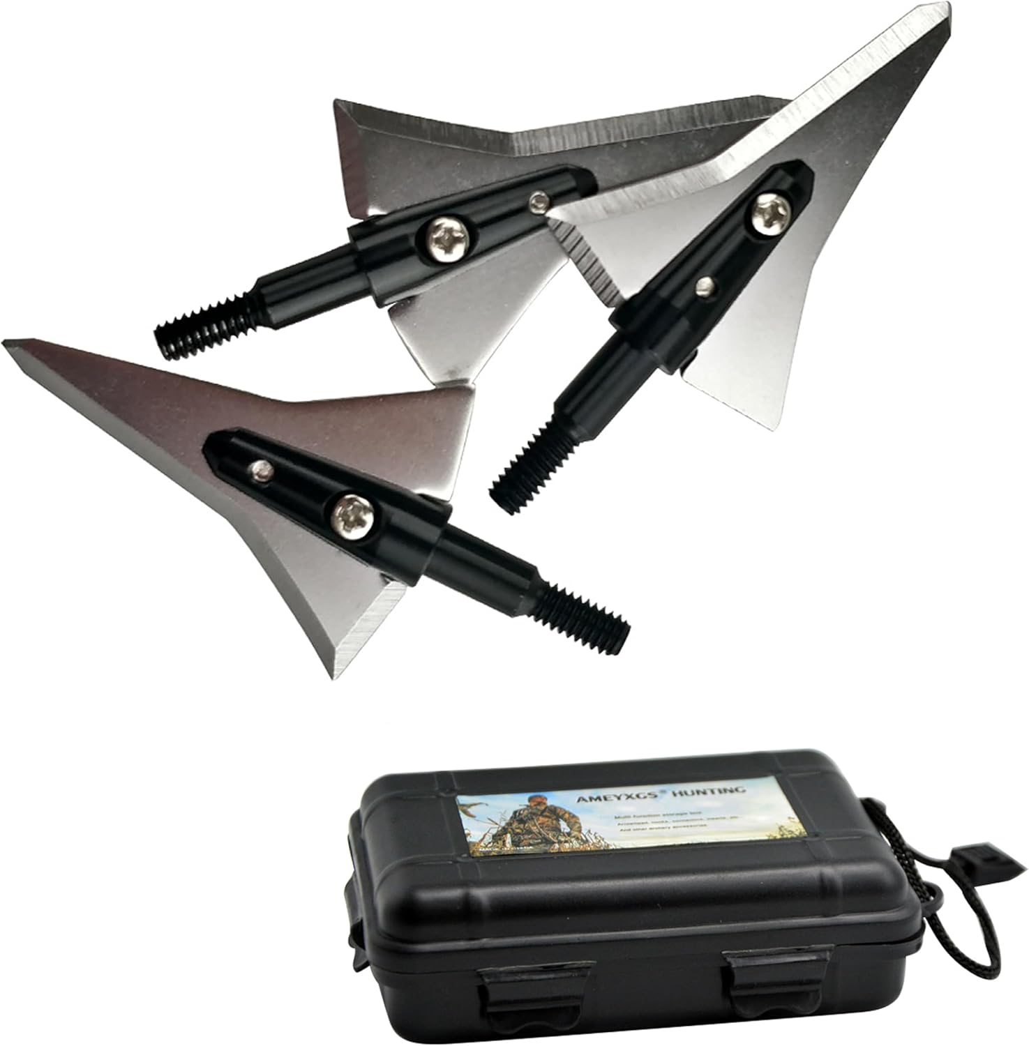 Broadheads Hunting Arrowheads 100-191grain Fixed Blade Screw-in Arrow Tips for Shooting Practice‌ Hunting with Box 6-Pack