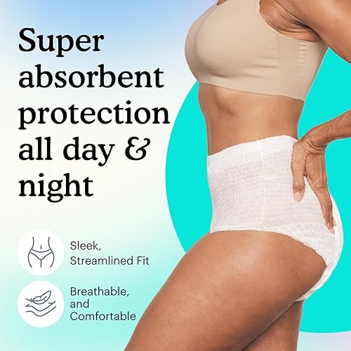Miniatura 2 de Because Ropa interior para adultos para incontinencia para pieles sensibles, para mujeres, calzoncillos desechables de primera calidad, antiolor,