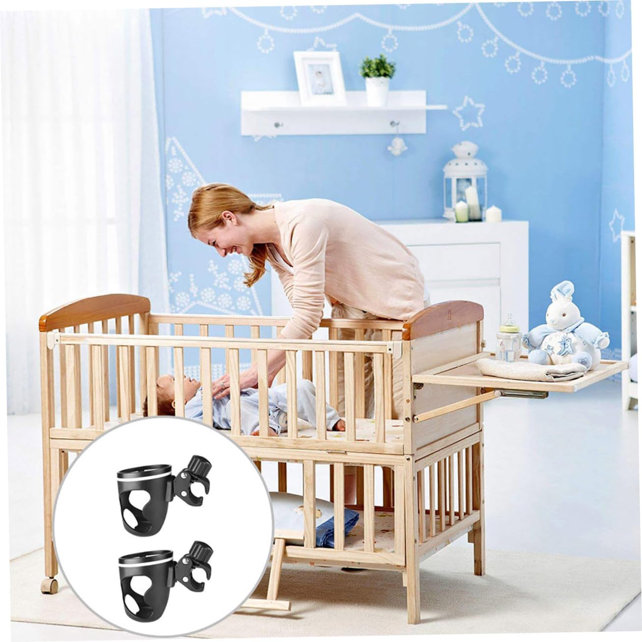 VICASKY 2pcs Multifunctional Stroller Cup Holder Trolley Bottle Rack for Compatible with Bottles for Parents The Go