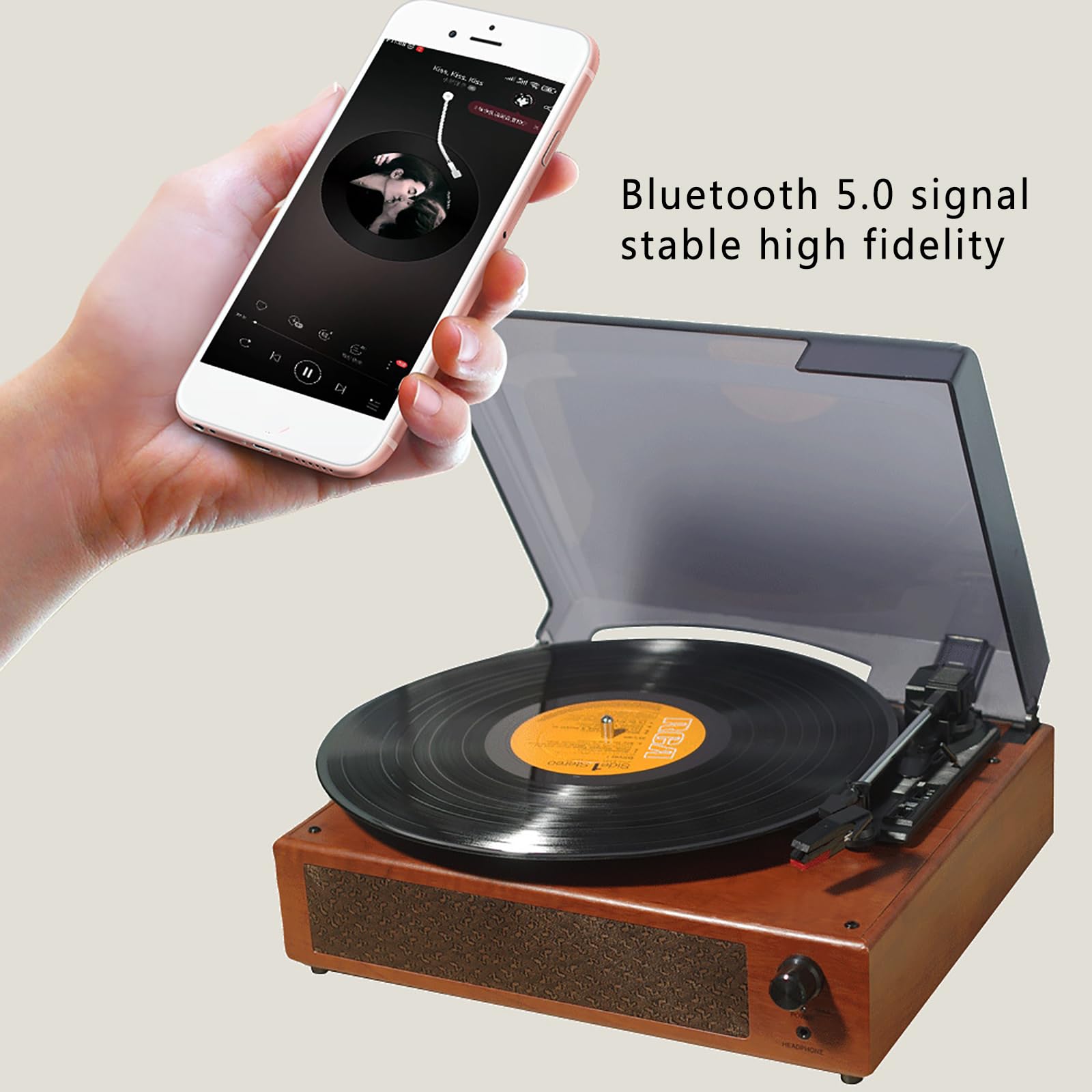 Giradischi Vintage, Giradischi in Vinile con Altoparlanti Integrati, Supporto 33/45/78 Giri/min E Dischi di Dimensioni 7''/10''/12'' E Riproduzione Bluetooth, per Regalo di Festa, Collezione