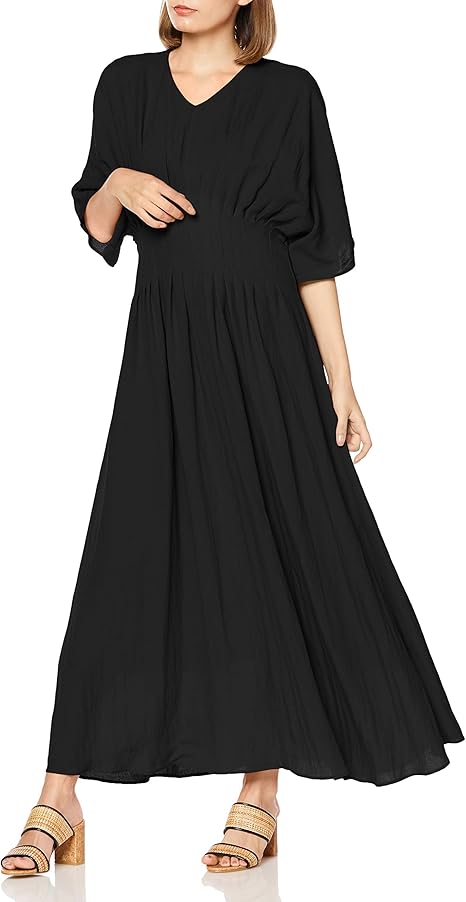 Amazon Co Jp ミラオーウェン Vネックウエストタックマキシワンピ 09wfo13 レディース Blk 日本 0 日本サイズ7 号相当 服 ファッション小物