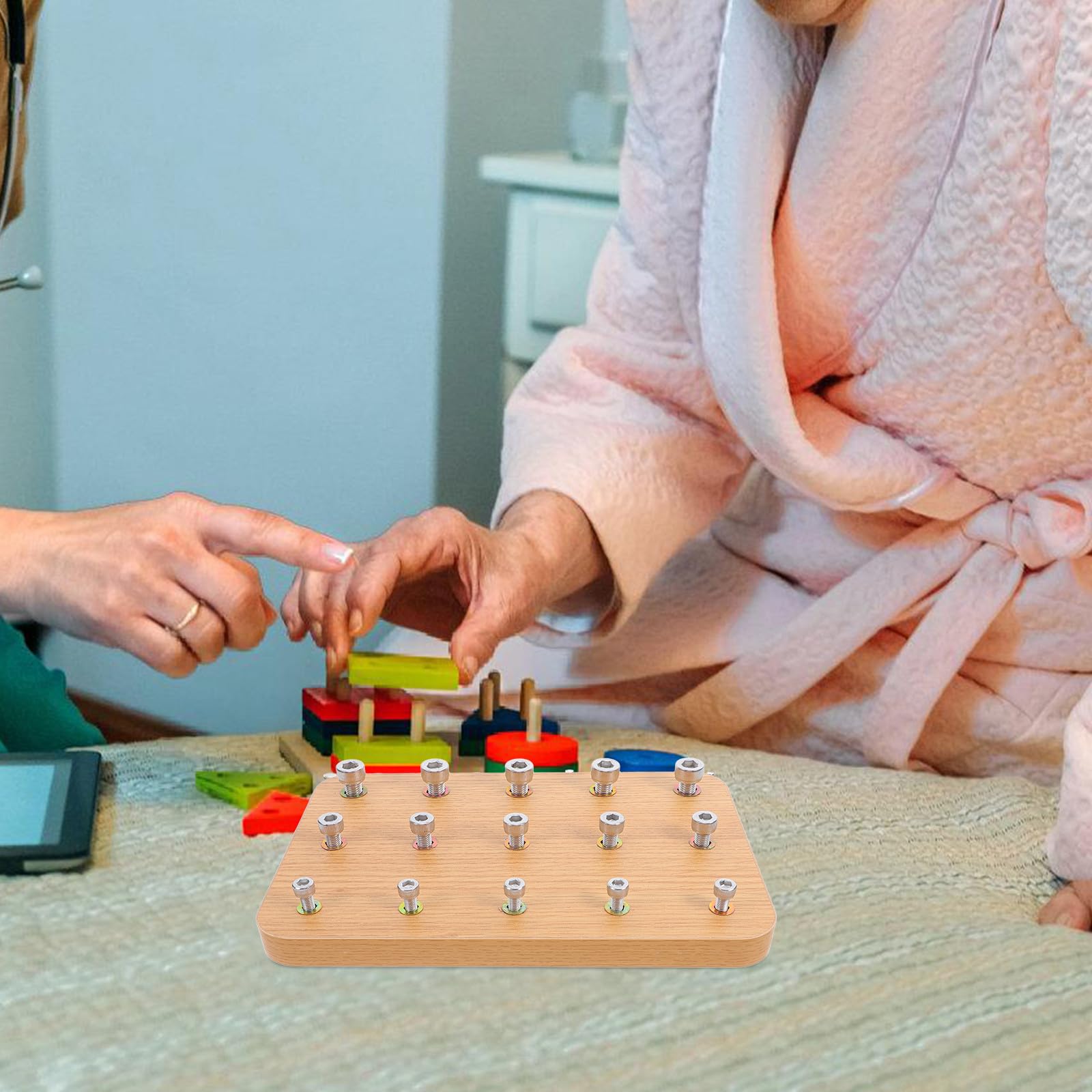 Abaodam Allenatore per Dita in Legno e Acciaio Inossidabile per Esercizi di Riabilitazione e Coordinazione Occhio-mano, Strumento per Allenamento in Casa e Ospedali