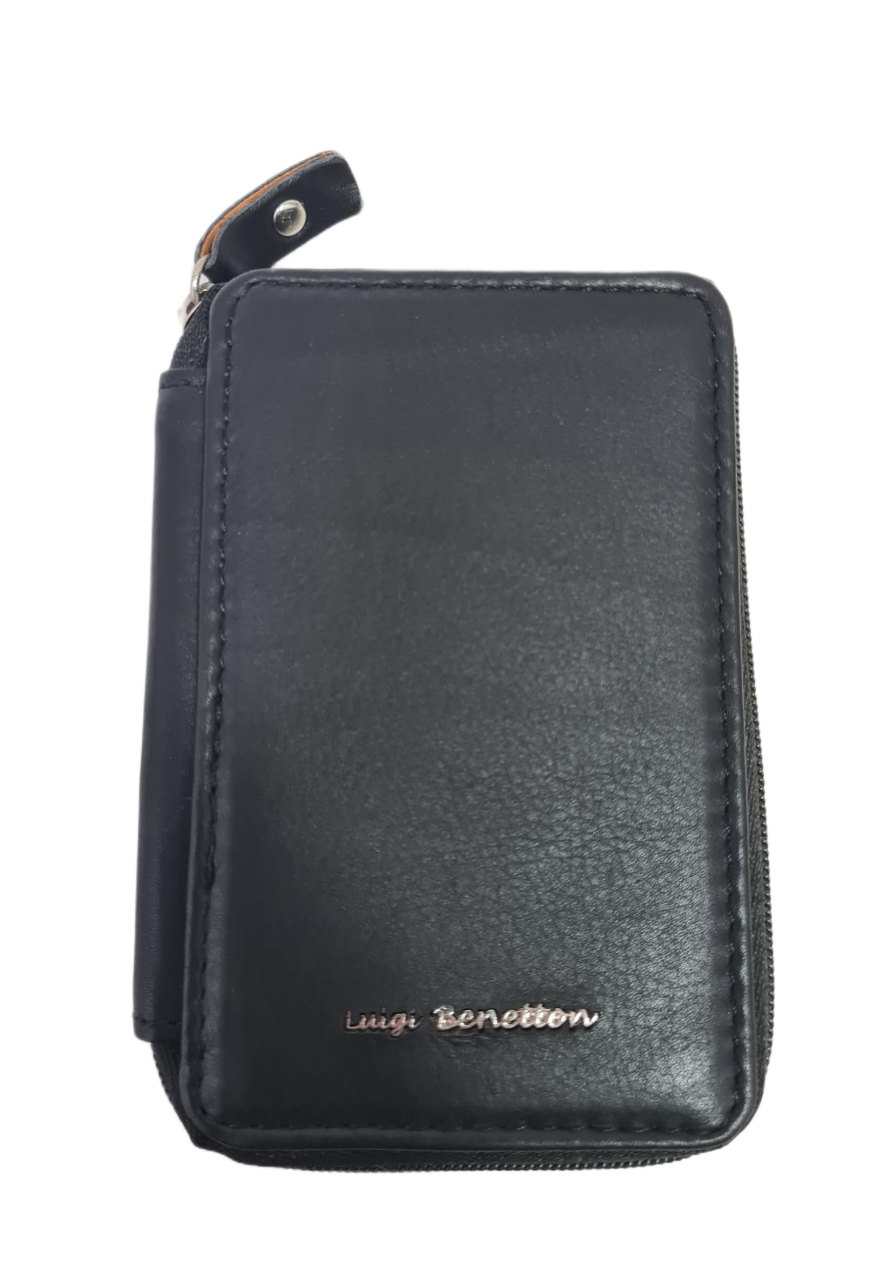 Portachiavi Per Uomo e Donna, Vera Pelle Con Cerniera, 8 Ganci e Tasche, Con Scatola Regalo Dimensioni 12X7,5X2 cm ART. 3106 Marchio Luigi Benetton