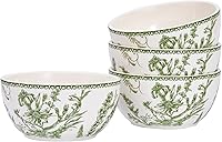 Vista 6 de Bico Blooming Moment - Juego de 4 cuencos de cerámica de 26 onzas de profundidad para cereales, ensaladas, fideos, cocina, microondas