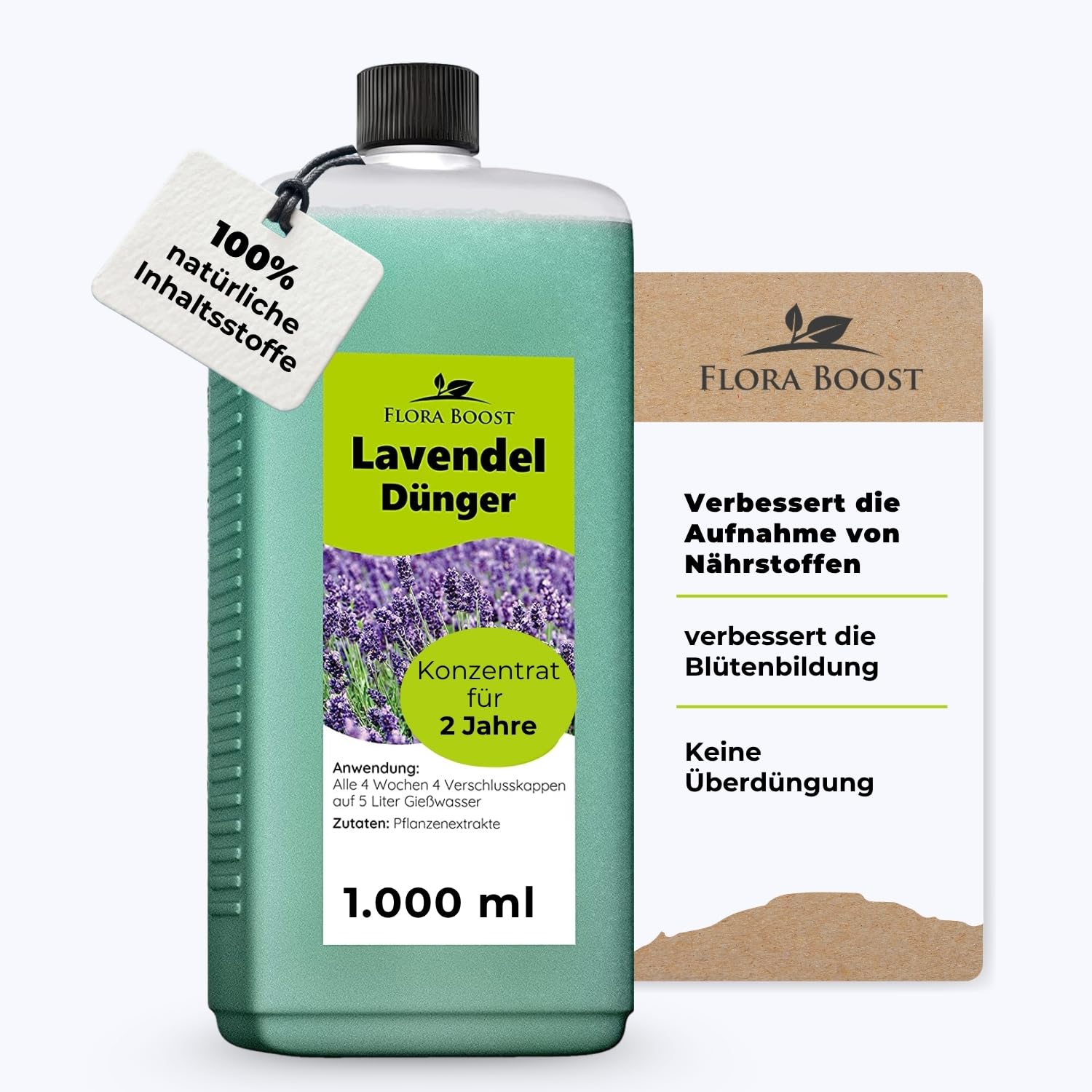 Flora Boost Lavendel Dünger Flora Boost 1000ml I Für bis zu 200L Gießwasser I Blüten Dünger für Lavendel Pflanzen I Flüssiger Blatt- & Wurzeldünger I 100% natürlicher Pflanzendünger
