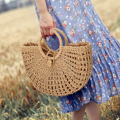Miniatura 2 de YYW Beach Totes Bags for Women Summer Large Straw Hand-woven Top-handle Handbag Sea Straw Bag Beach Rattan Clutch Purse
