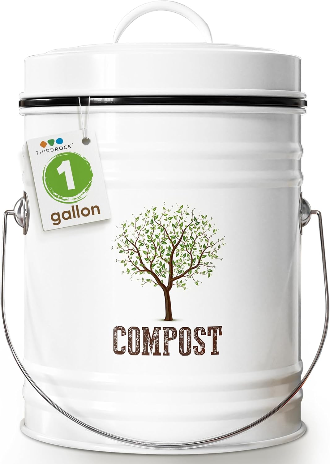 Third Rock Compost Bin for Kitchen Counter 1.0 Gallon Compost Pail