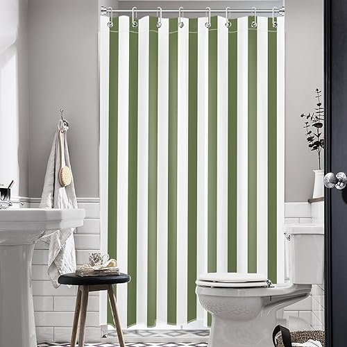 Miniatura 9 de LB Yellow and White Shower Curtain for Bathroom, Modern Striped Bathroom Curtains Geometric Patterns Vertical Stripe Washable Polyester Fabric