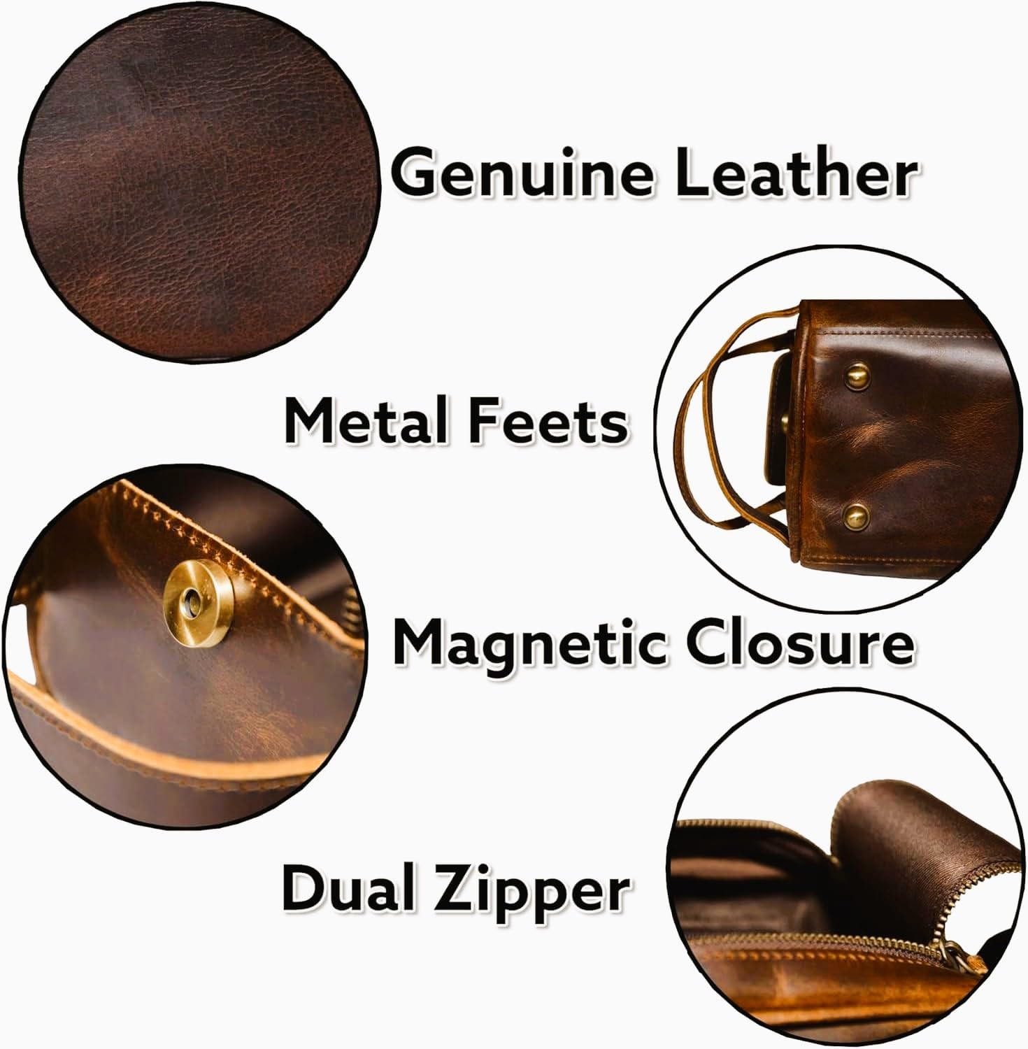 Neceser unisex de piel de búfalo de alta calidad, kit de viaje, kit de afeitado, accesorios de 3 artículos de cuero: estuche para cepillo de afeitar, estuche protector de viaje,