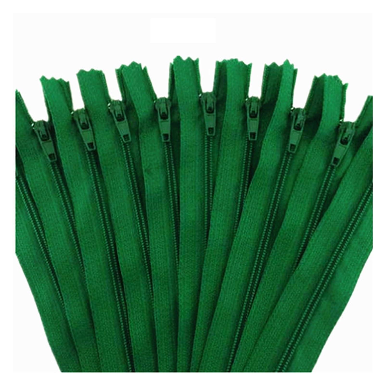 10pcs 3# Zippers for Sewing 10cm - 60cm Nylon Coil Zippers Tailor Sewer Craft Crafter's (20 Colors)(Green,20cm)