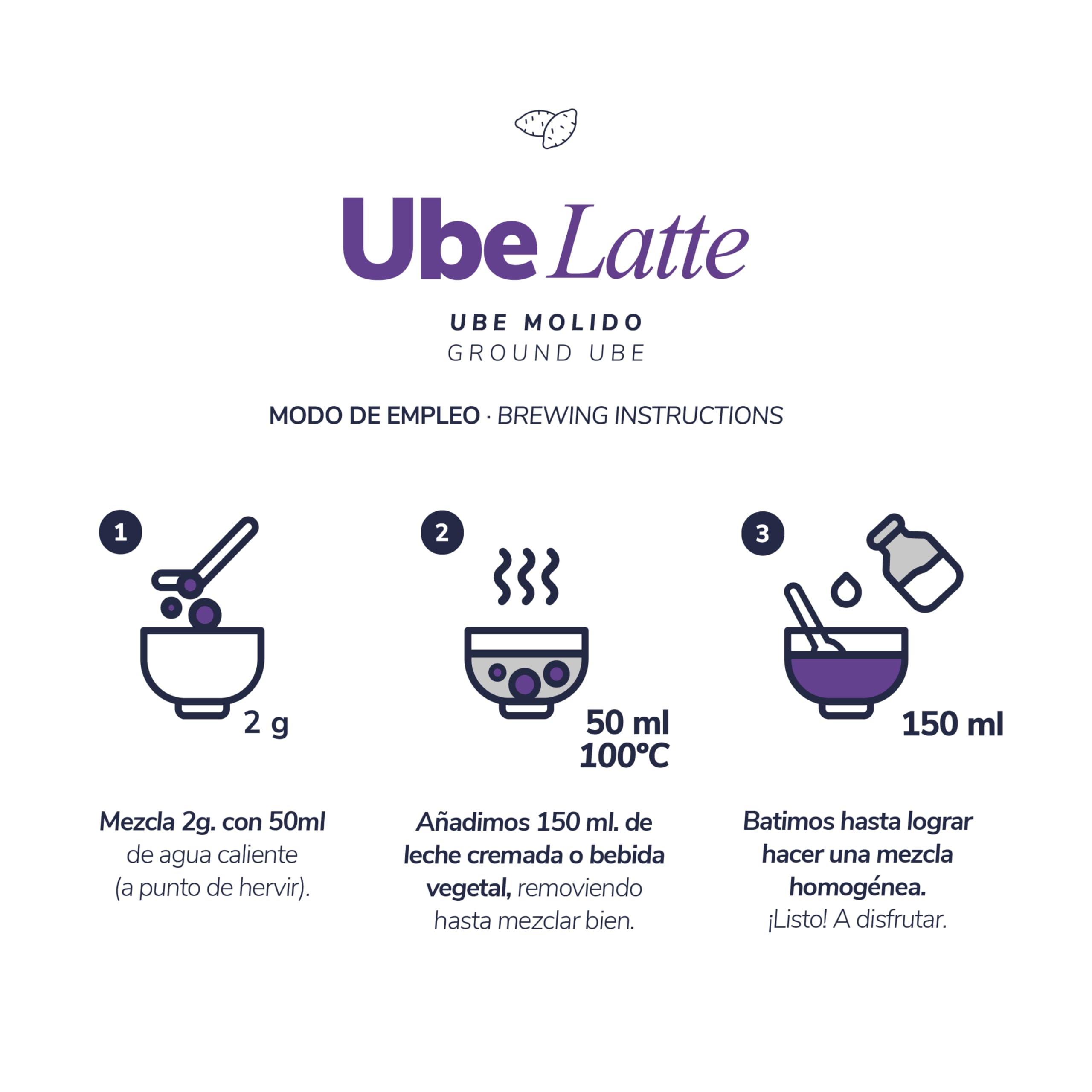 La Tetera Azul Ube Latte en Polvo 80g de Ñame Morado para Bebidas. Base para Infusión Violeta. Sin Azúcar Añadido, Vegano y Sin Gluten. Formato Bote | Base para Infusión Violeta, Sin Azúcar Añadido, Vegano, Sin Gluten, Formato Bote