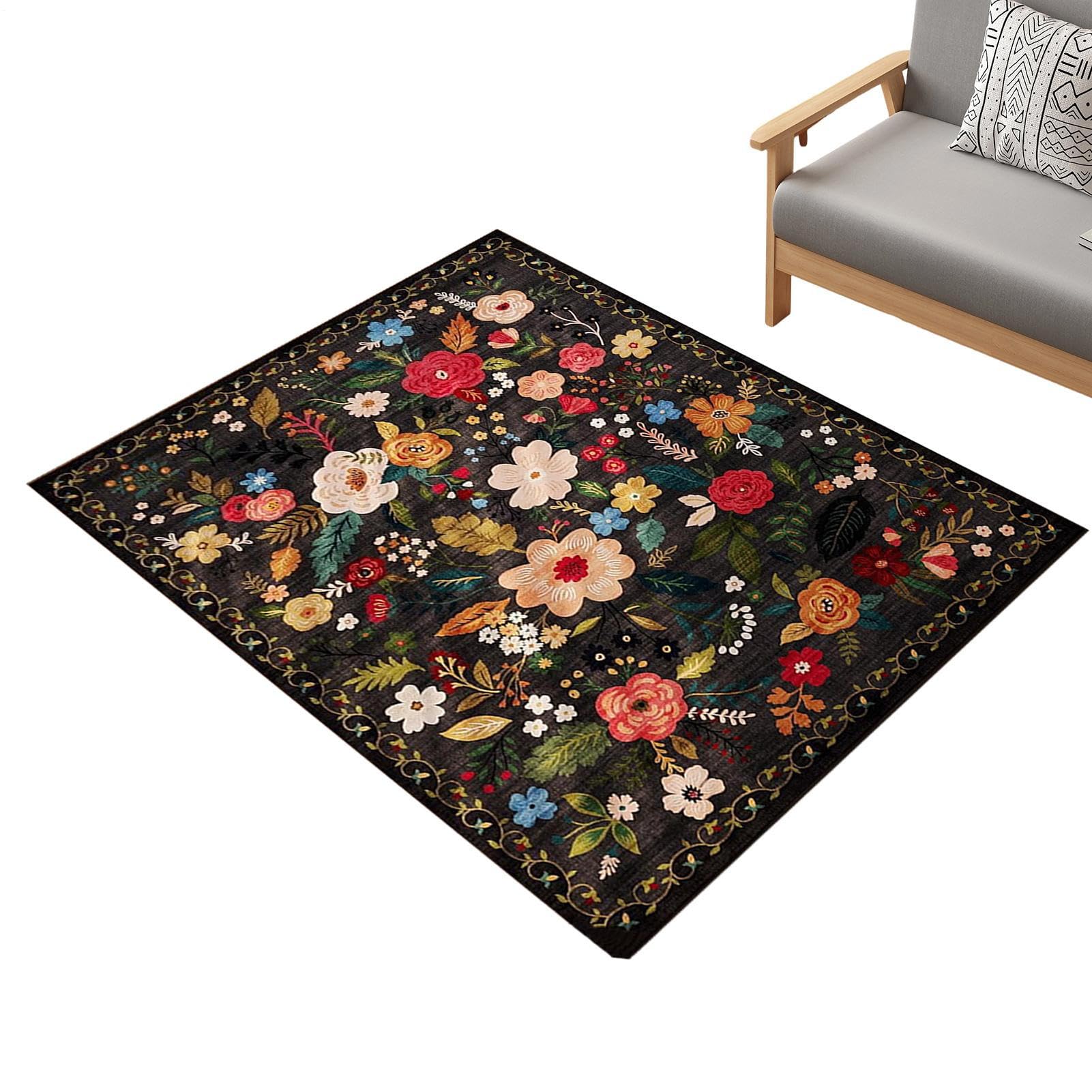 Tapis floral antidérapant fini les glissades tapis vintage bohème