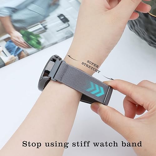 Miniatura 5 de Paquete de 3 correas elásticas de nailon compatibles con Fossil Gen 6 y 5E de 1.732 pulgadasGen 5 CarlyleGarrett Smart Watch, 0.866 pulgadas (0.866