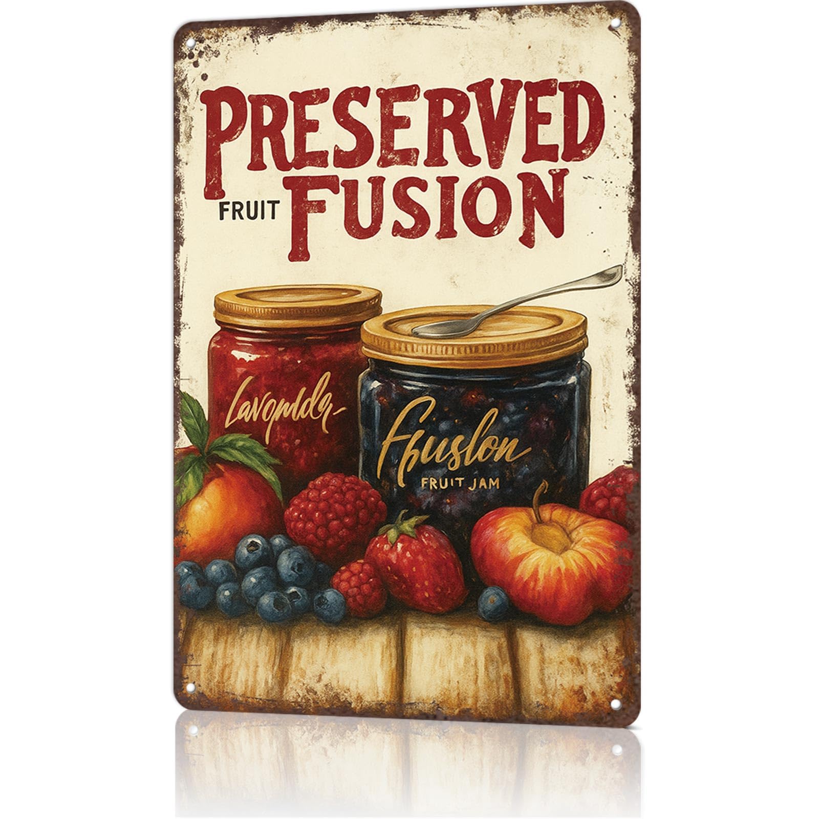 KWQDOZF 8x12inch Homemade Jam Jars Aluminum Sign Wall Art