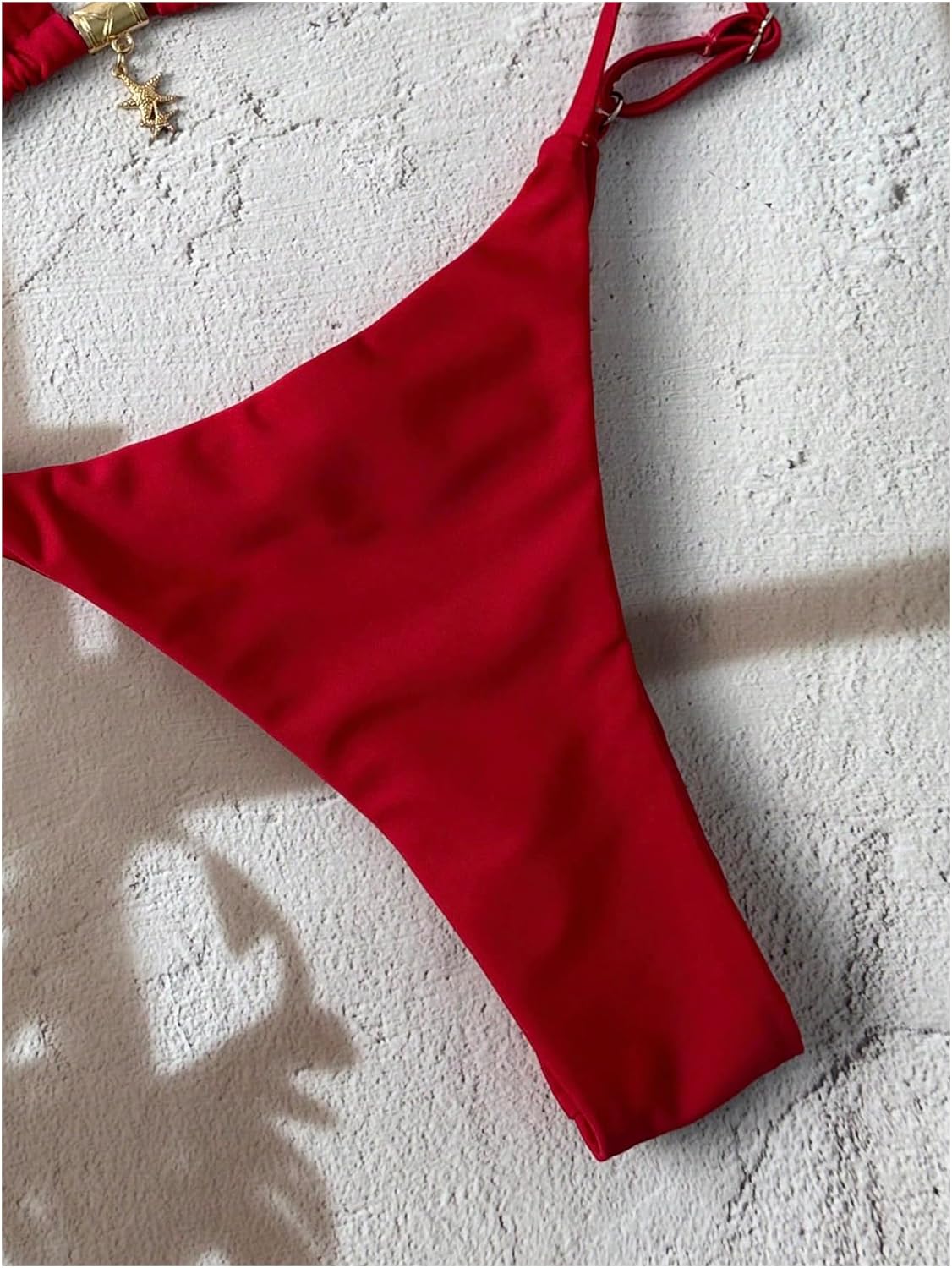 Women's 2 Piece High Cut Swimsuit Halter Triangle Ruched Bikini Sets Vacation Bathing Suit - Image 2