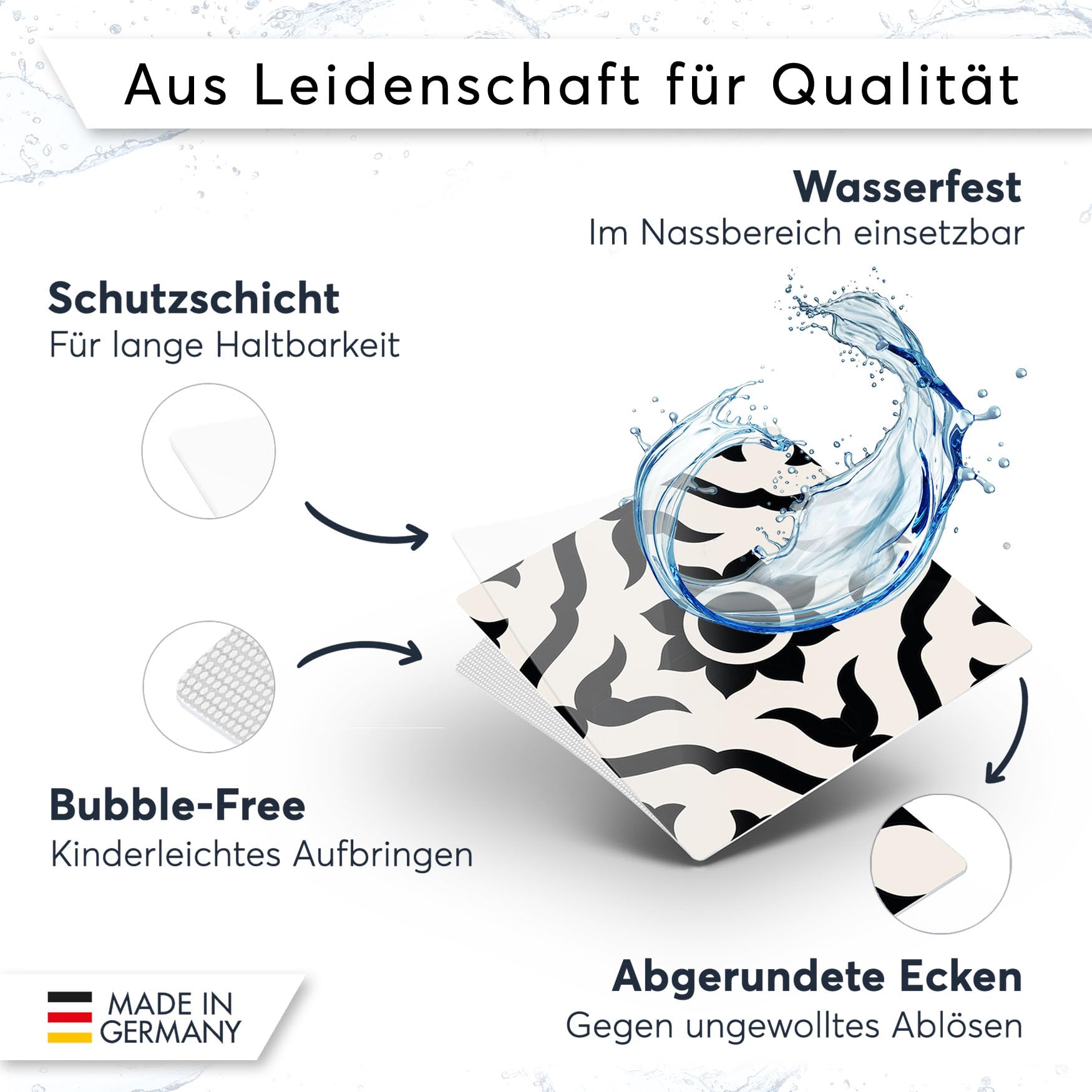 CREATISTO Mosaik-Fliesen Fliesensticker Fliesenfolie - Hochwertige Sticker Aufkleber für Wandfliesen I Klebefliesen Deko Folien für Fliesen Ornament in Bad u. Küche (20x25 cm I 12 -Teilig)
