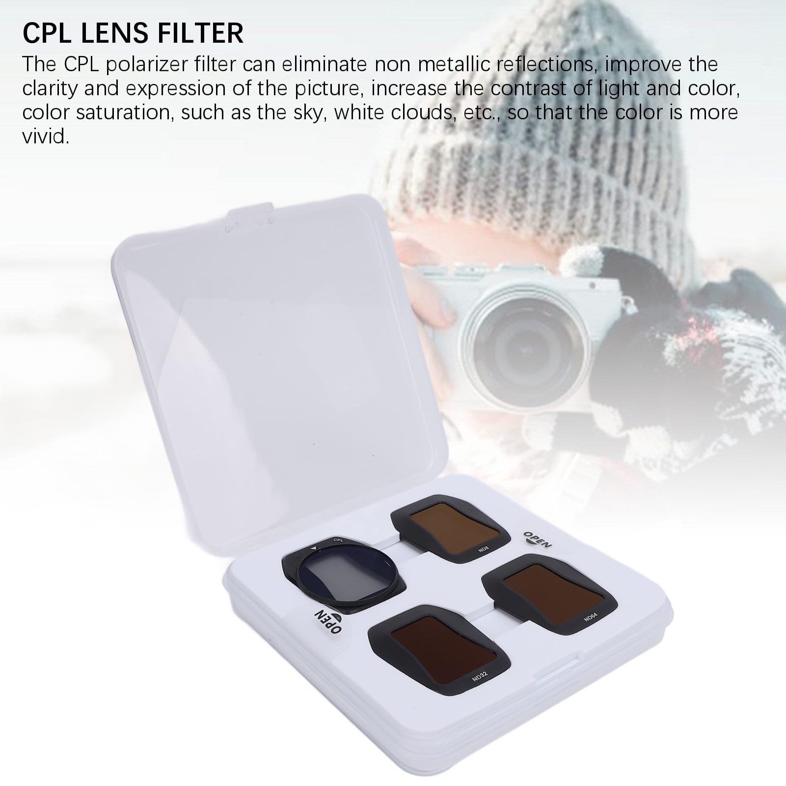 Filtri ND, ND8 ND32 ND64 CPL Set di 4 Filtri per Obiettivo Fotocamera Drone, Vetro Ottico HD Multistrato + Telaio in Lega di Alluminio, Accessori Drone per Drone AIR3s