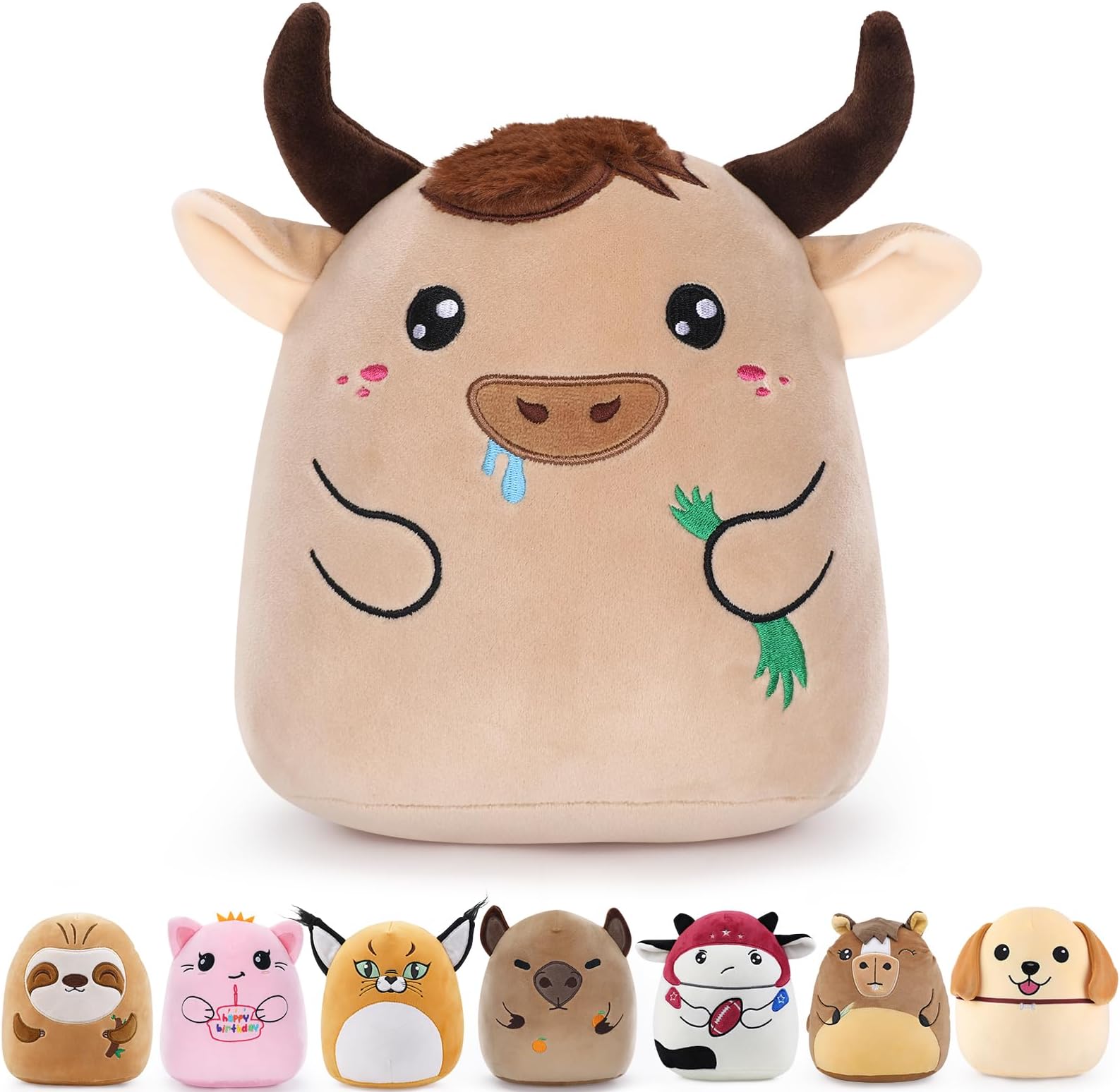 COSKINGLANDCOSKINGLAND Highland Cow Stuffed Animal - Cute Highland Cow Plush Scottish Highland Cow Plush Toy Highland Cow Stuffed Animal Pillow Highland Cow Plushies Gift Girls Boys Birthday Valentines Day(8 In)