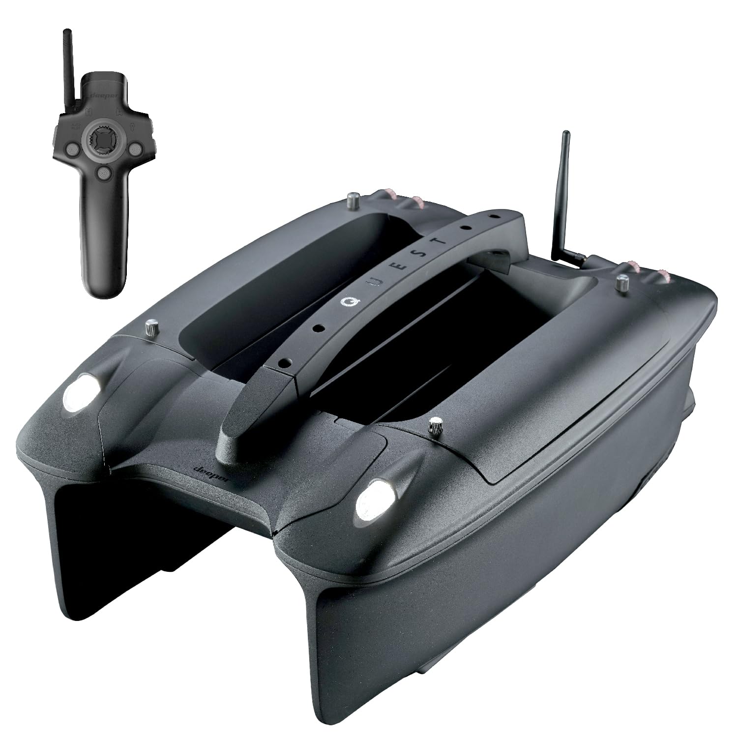 Deeper Quest Barca per esche da pesca con CHIRP Sonar, batteria fino a 7 ore, pilota auto GPS e sistema di consegna silenzioso per la pesca alla carpa
