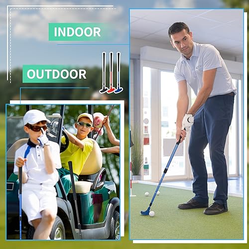 Miniatura 3 de Liliful Juego de 3 putters de golf ajustables para diestros o zurdos con pelotas de práctica de golf de colores y agujeros de golf de plástico para